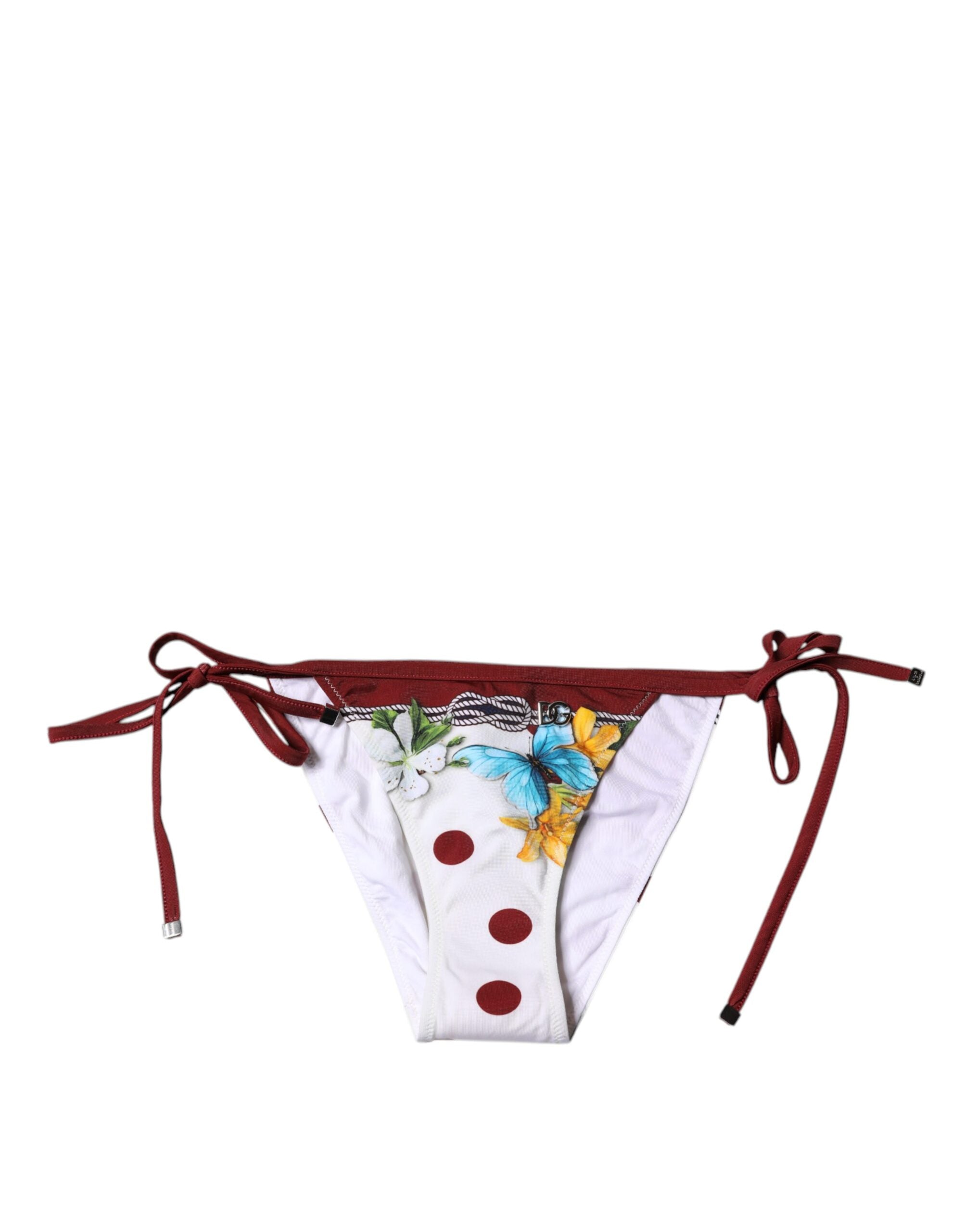 Dolce & Gabbana Floral Print Swimsuit Bikini Bottom White Swimwear