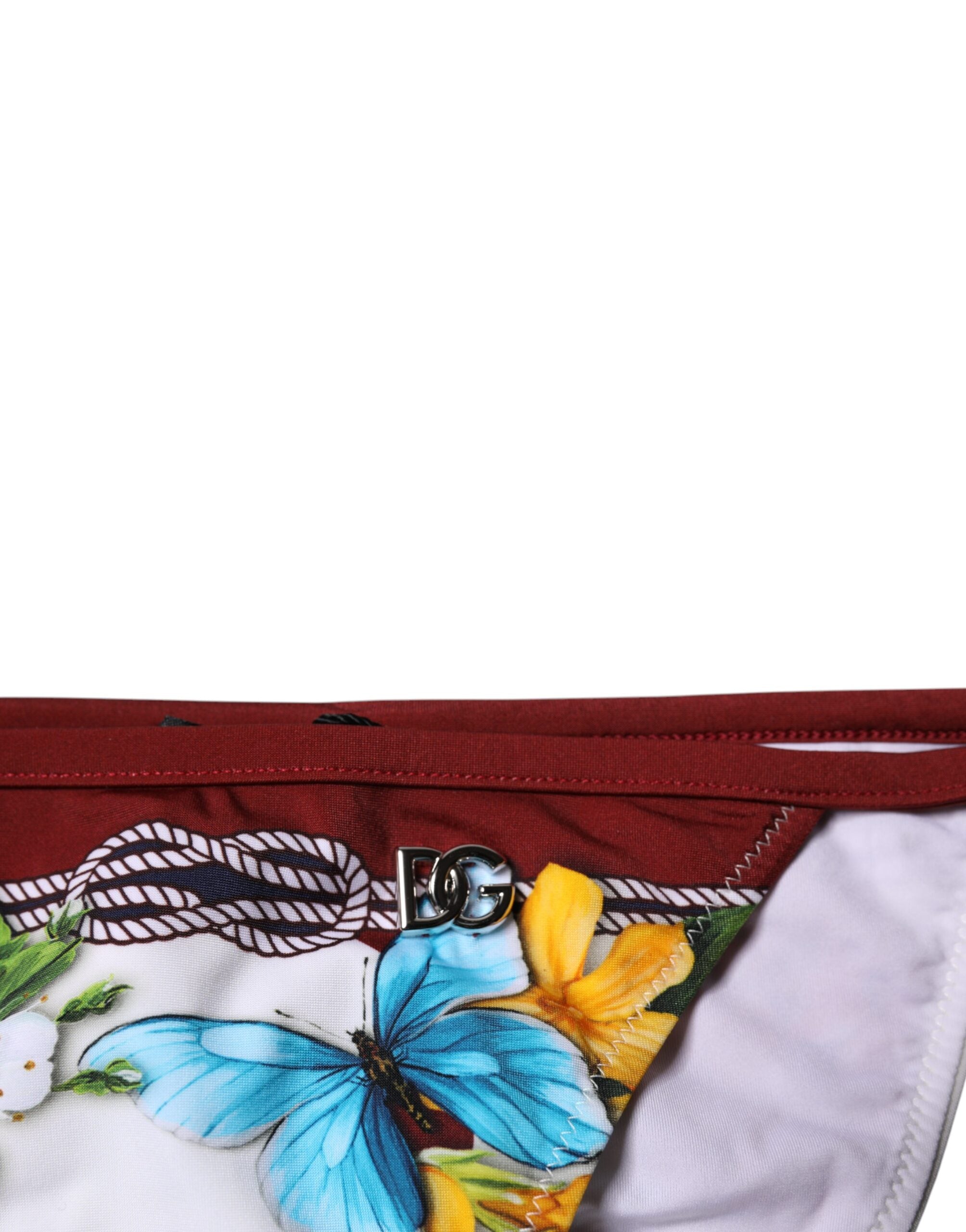 Dolce & Gabbana Floral Print Swimsuit Bikini Bottom White Swimwear
