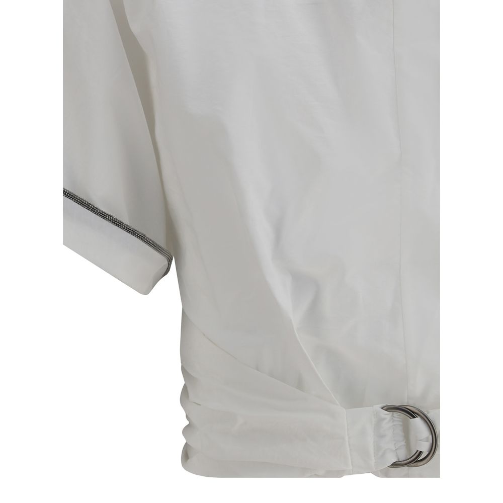 Brunello Cucinelli Buckle-Knotted Waist Blouse