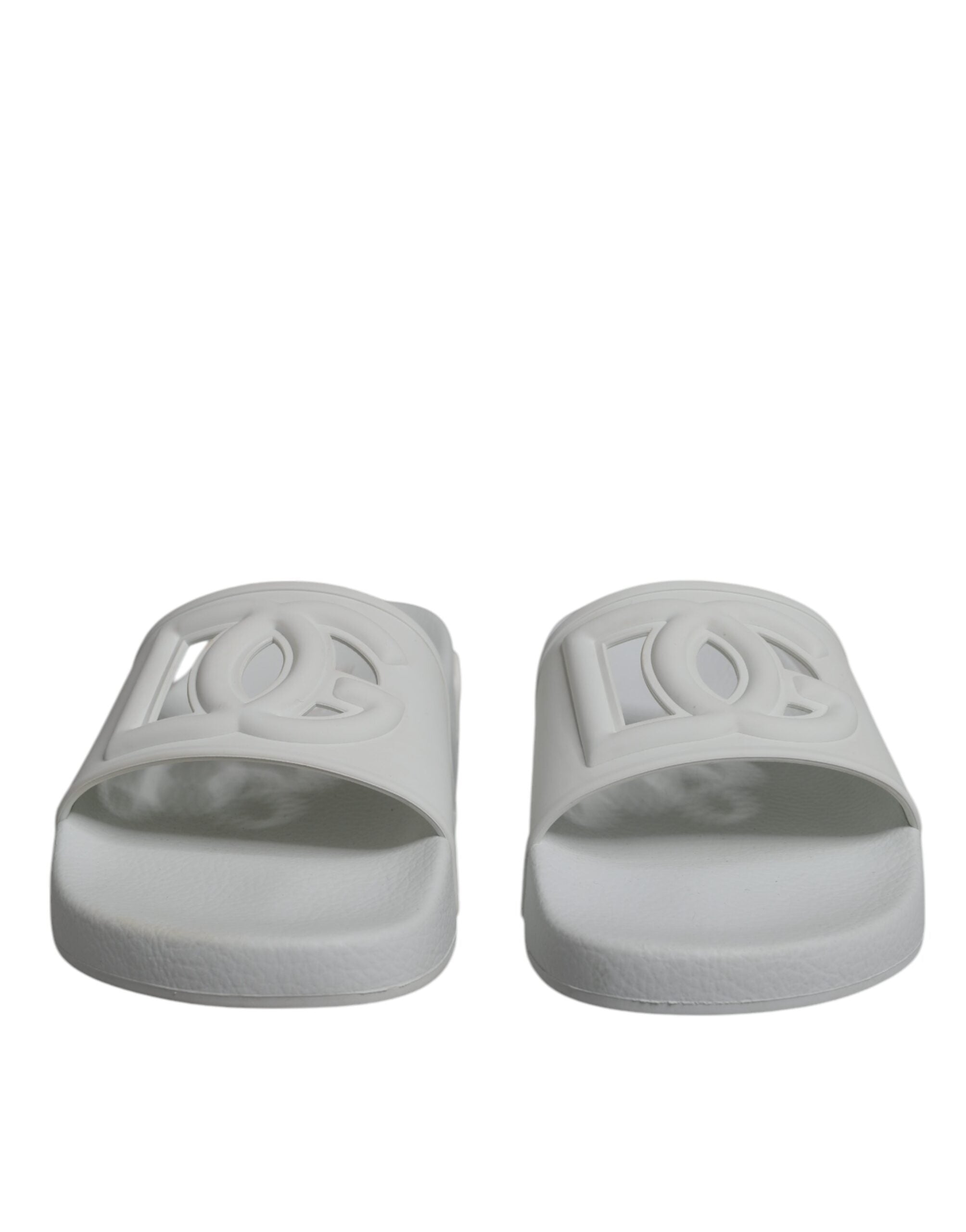 Dolce & Gabbana White Rubber Slides Sandals Beachwear