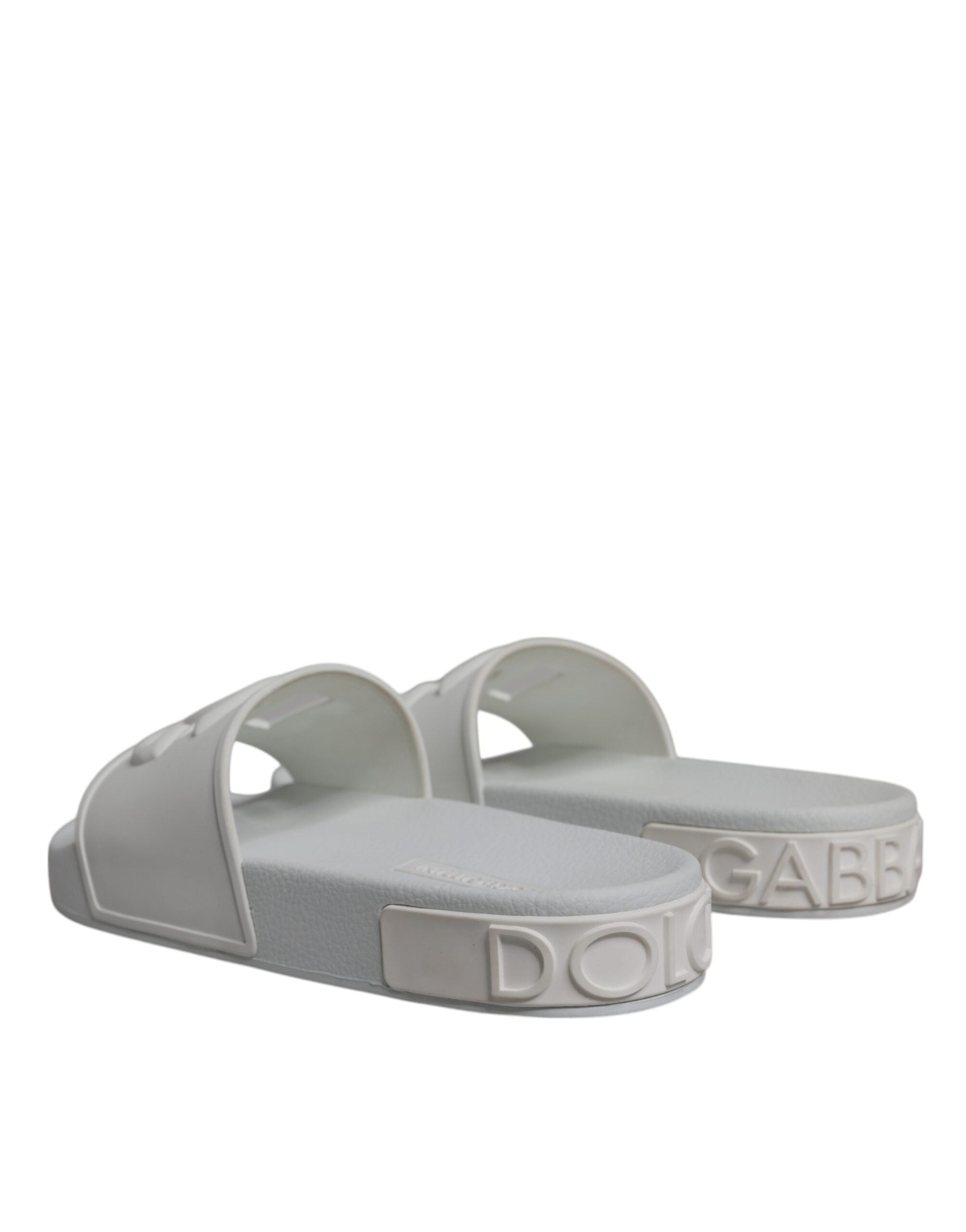 Dolce & Gabbana White Rubber Slides Sandals Beachwear