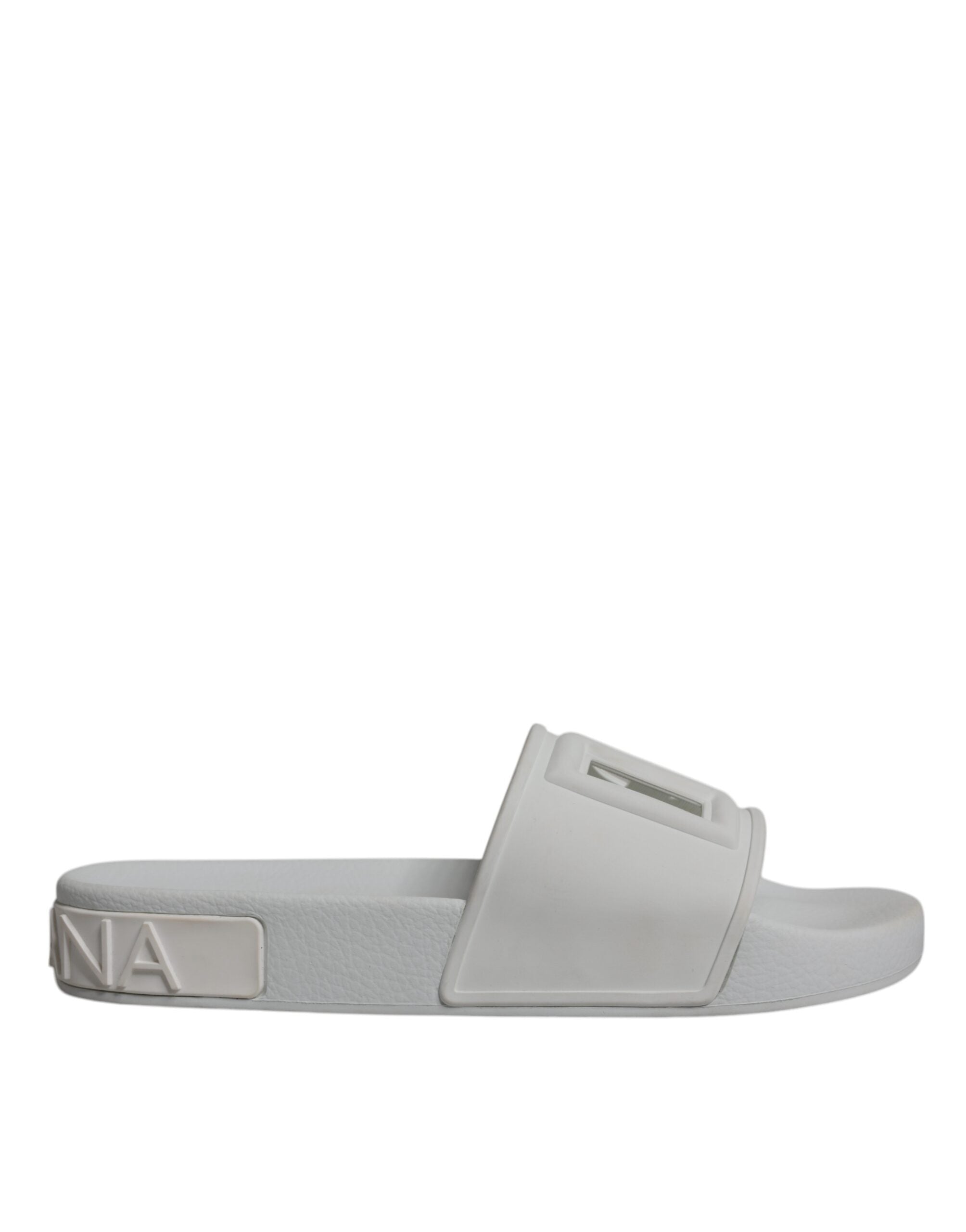 Dolce & Gabbana White Rubber Slides Sandals Beachwear