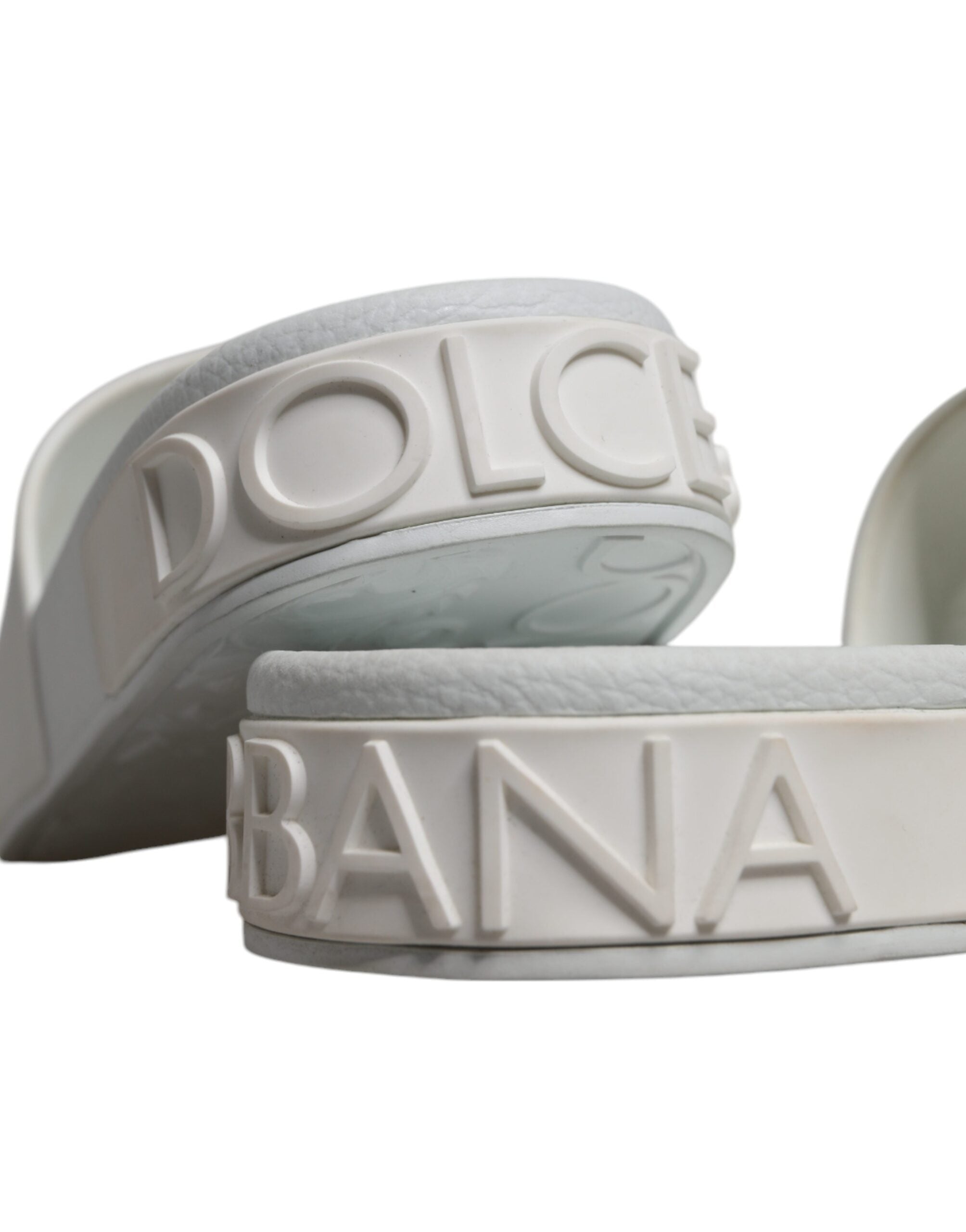 Dolce & Gabbana White Rubber Slides Sandals Beachwear