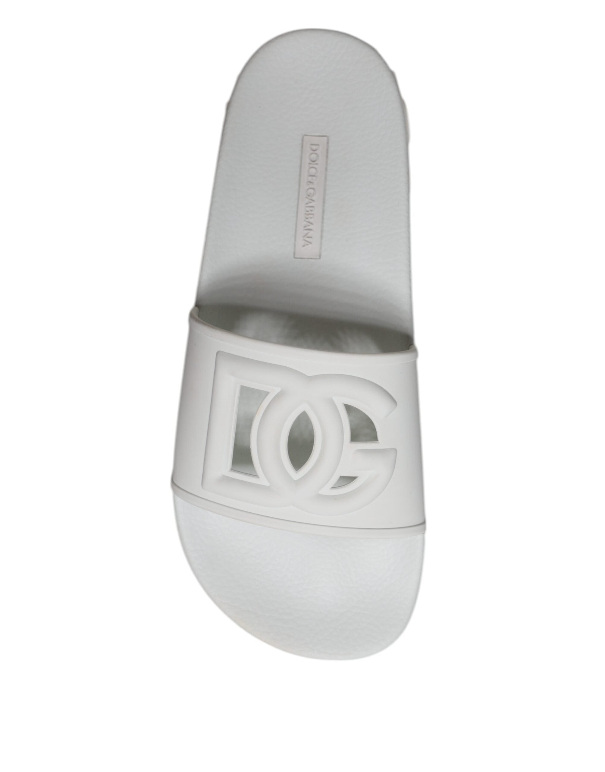 Dolce & Gabbana White Rubber Slides Sandals Beachwear