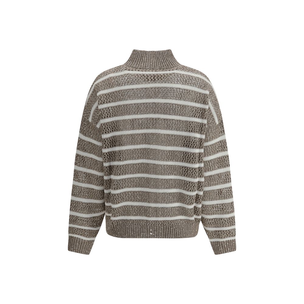 Brunello Cucinelli Open Knit Design Cardigan With Sequins