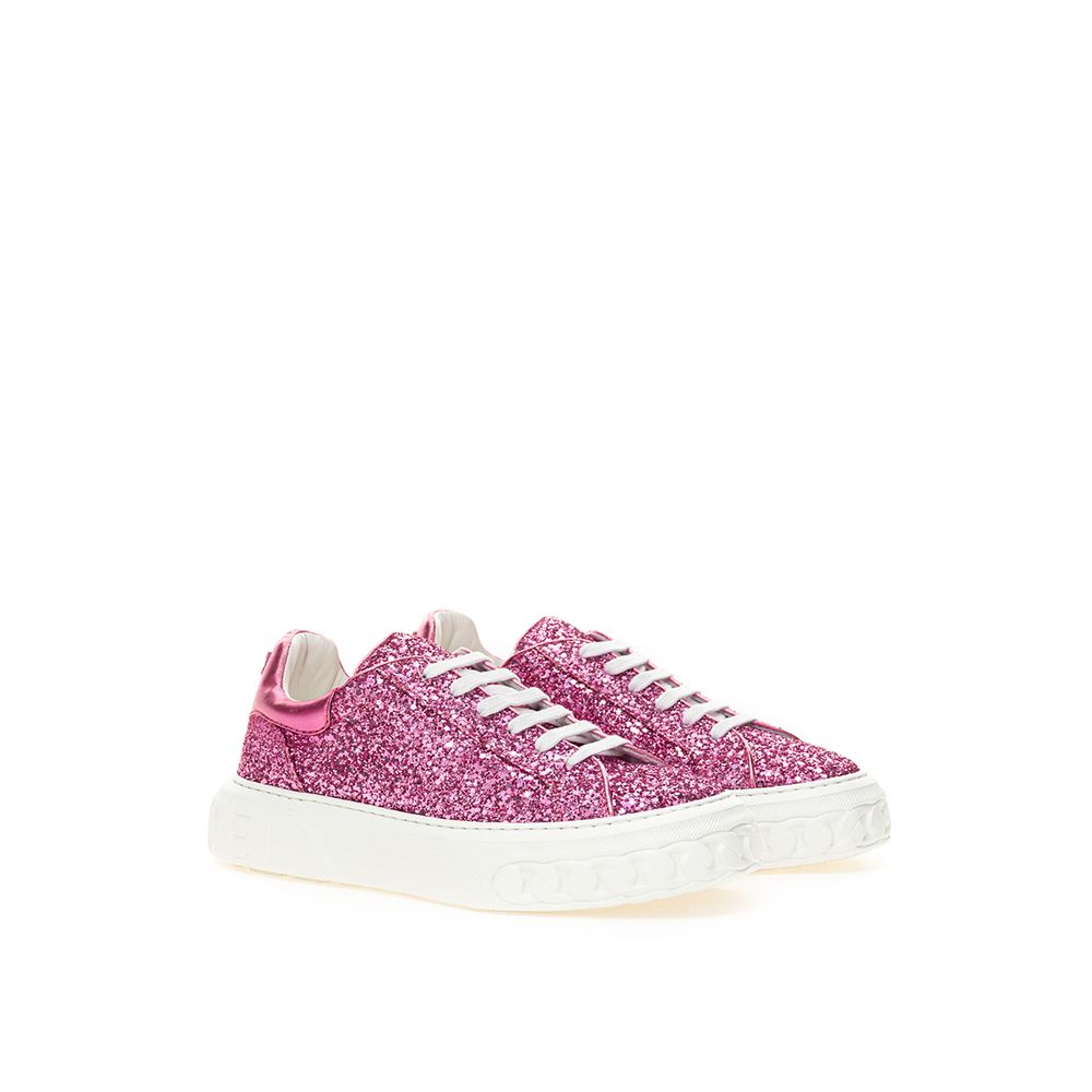 Casadei Pink Leather Fabric And Sneaker