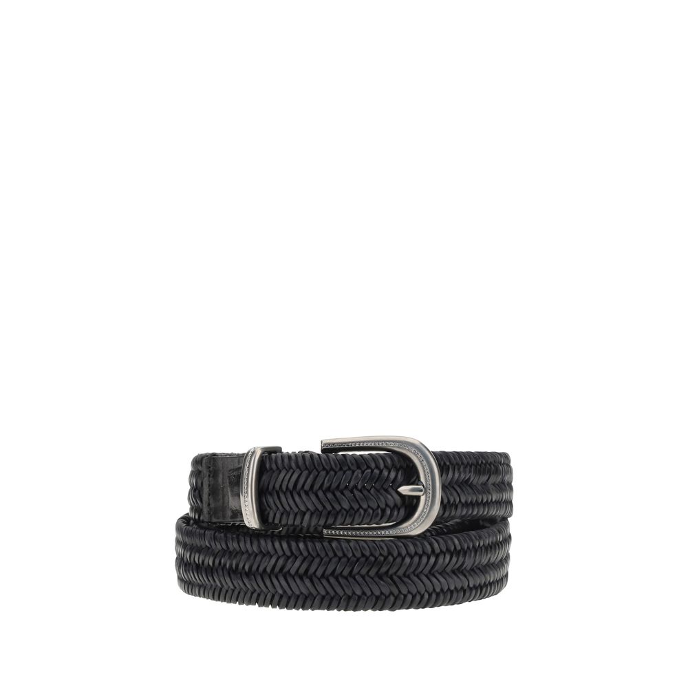Brunello Cucinelli Leather Braided Stretch Belt