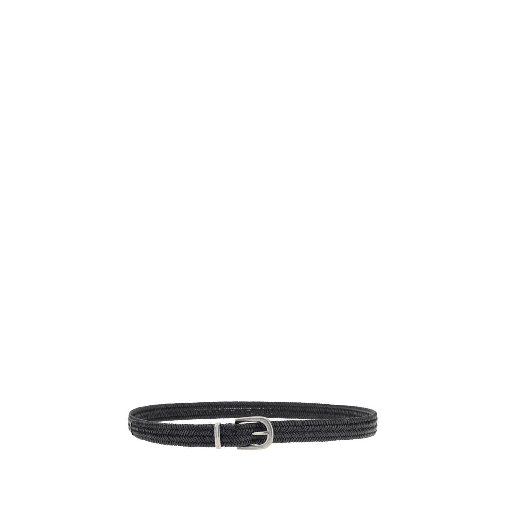 Brunello Cucinelli Leather Braided Stretch Belt