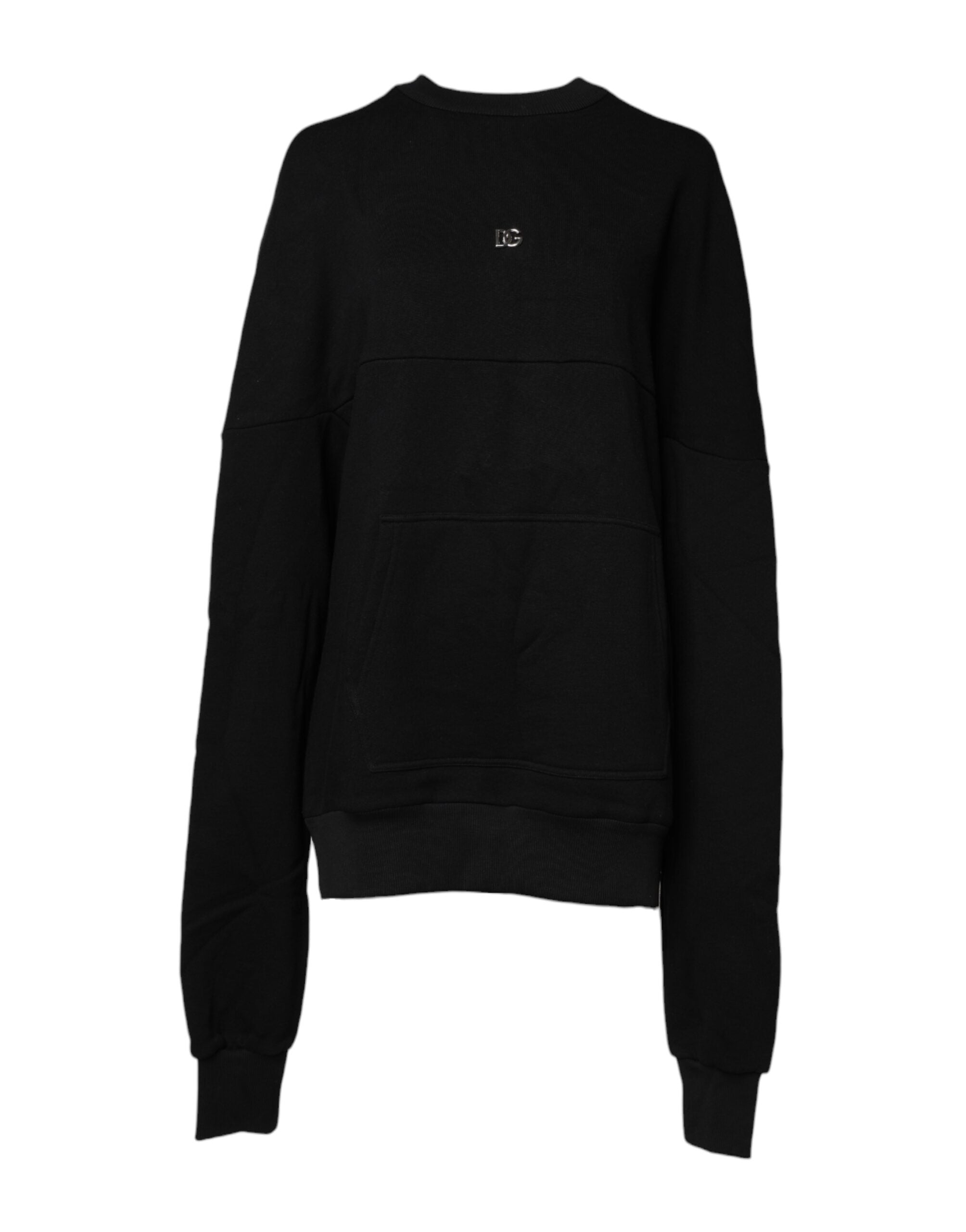 Dolce & Gabbana Black Cotton Crew Neck Sweat-Shirt Sweater