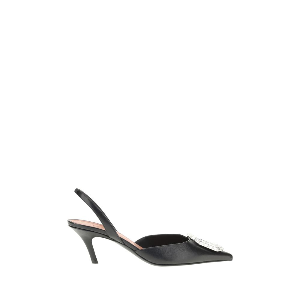 Amina Muaddi Leather Slingback Pumps