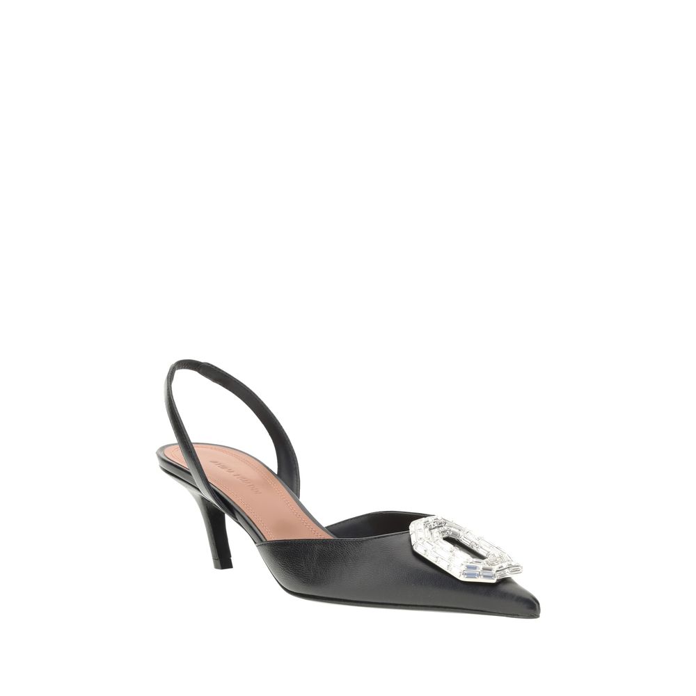 Amina Muaddi Leather Slingback Pumps