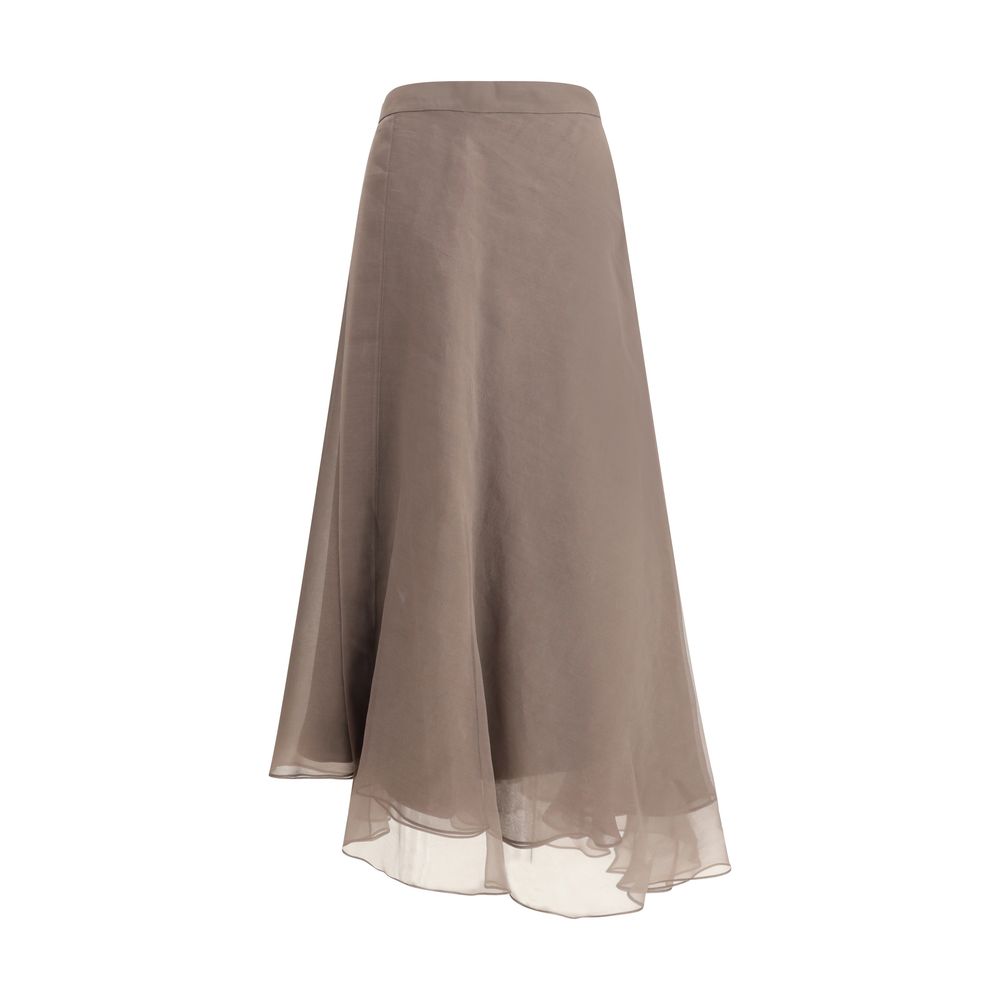 Brunello Cucinelli Silk Crepe Midi Skirt