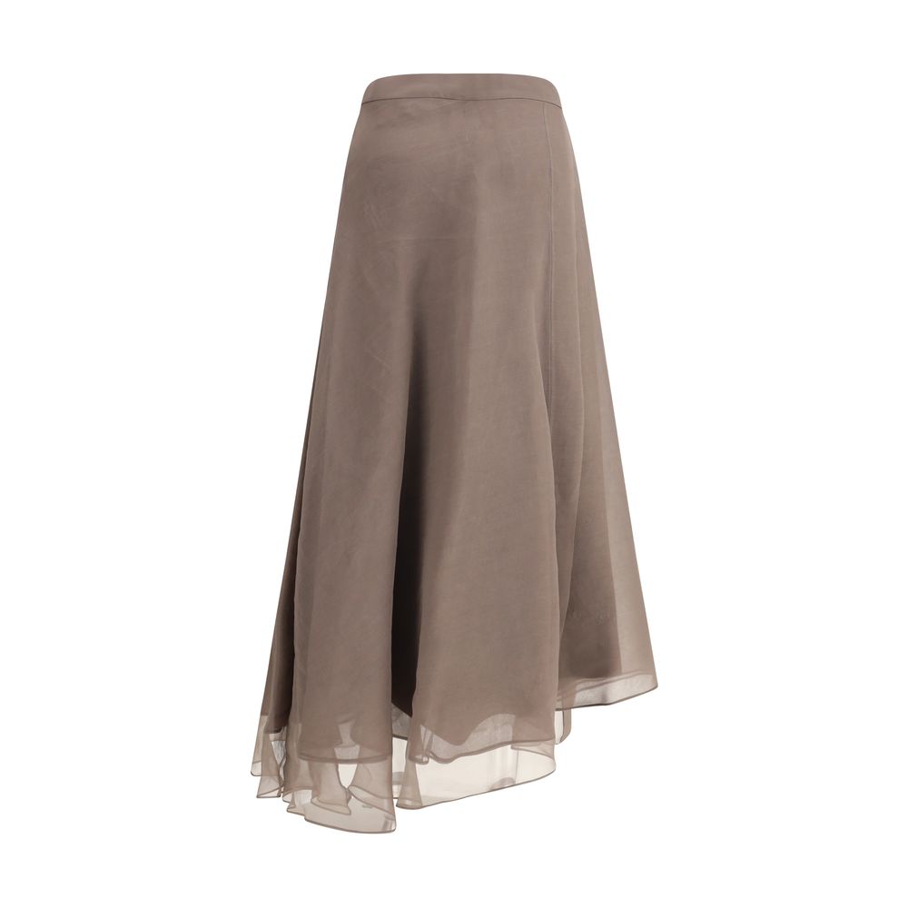 Brunello Cucinelli Silk Crepe Midi Skirt