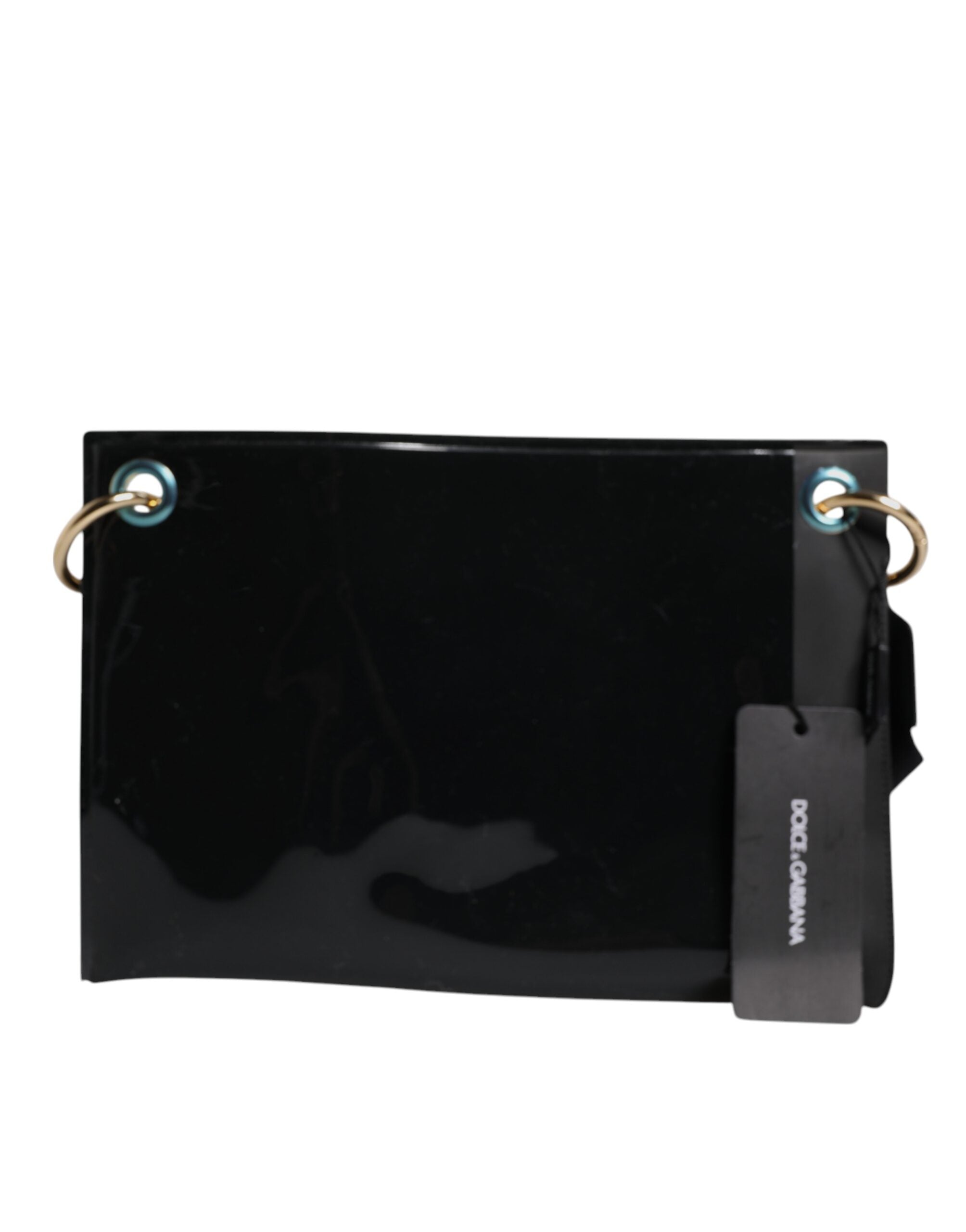 Dolce & Gabbana Black Leather Pvc Pouch Shoulder Strap Bag