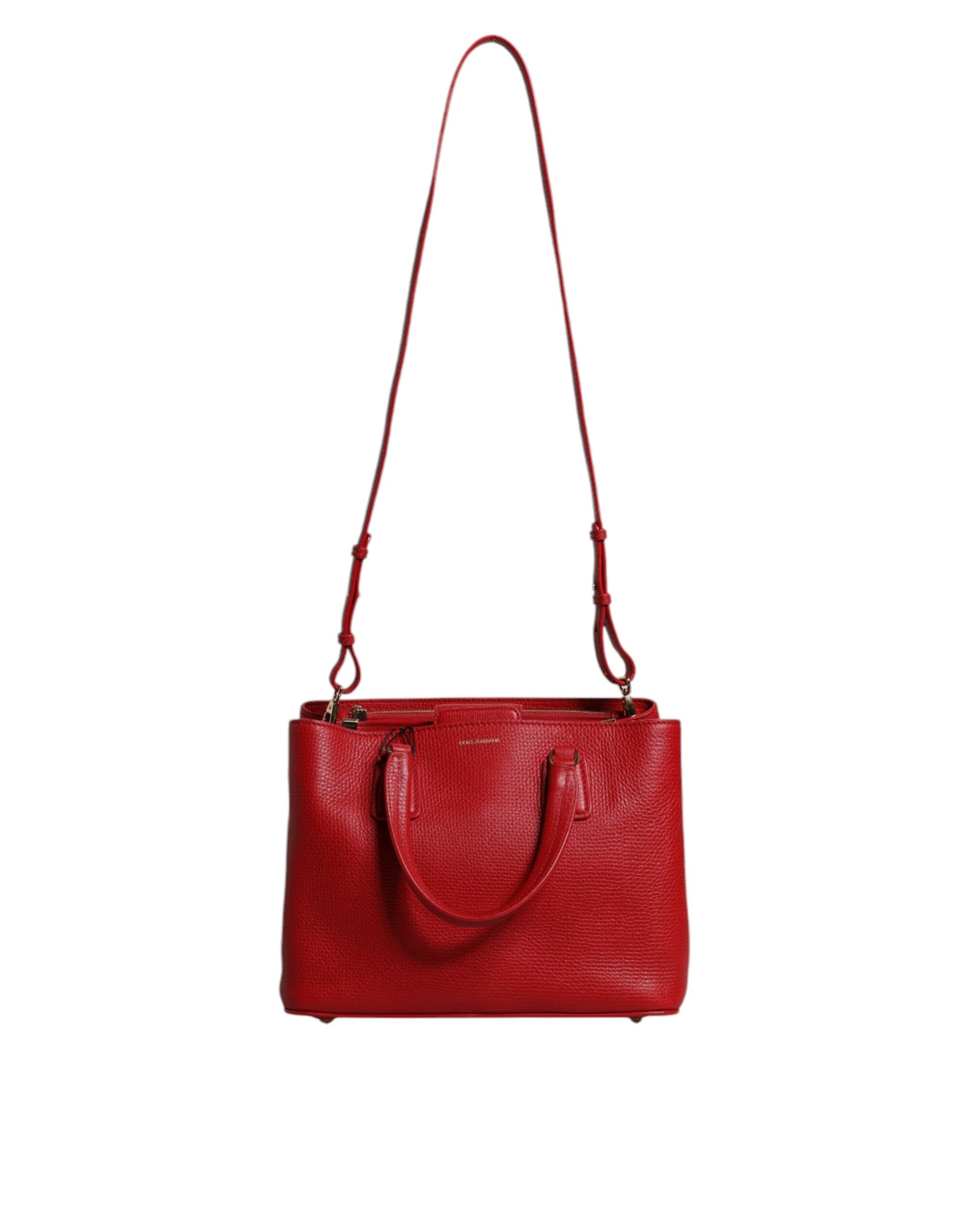 Dolce & Gabbana Red Leather Calfskin Shoulder Top Handle Bag