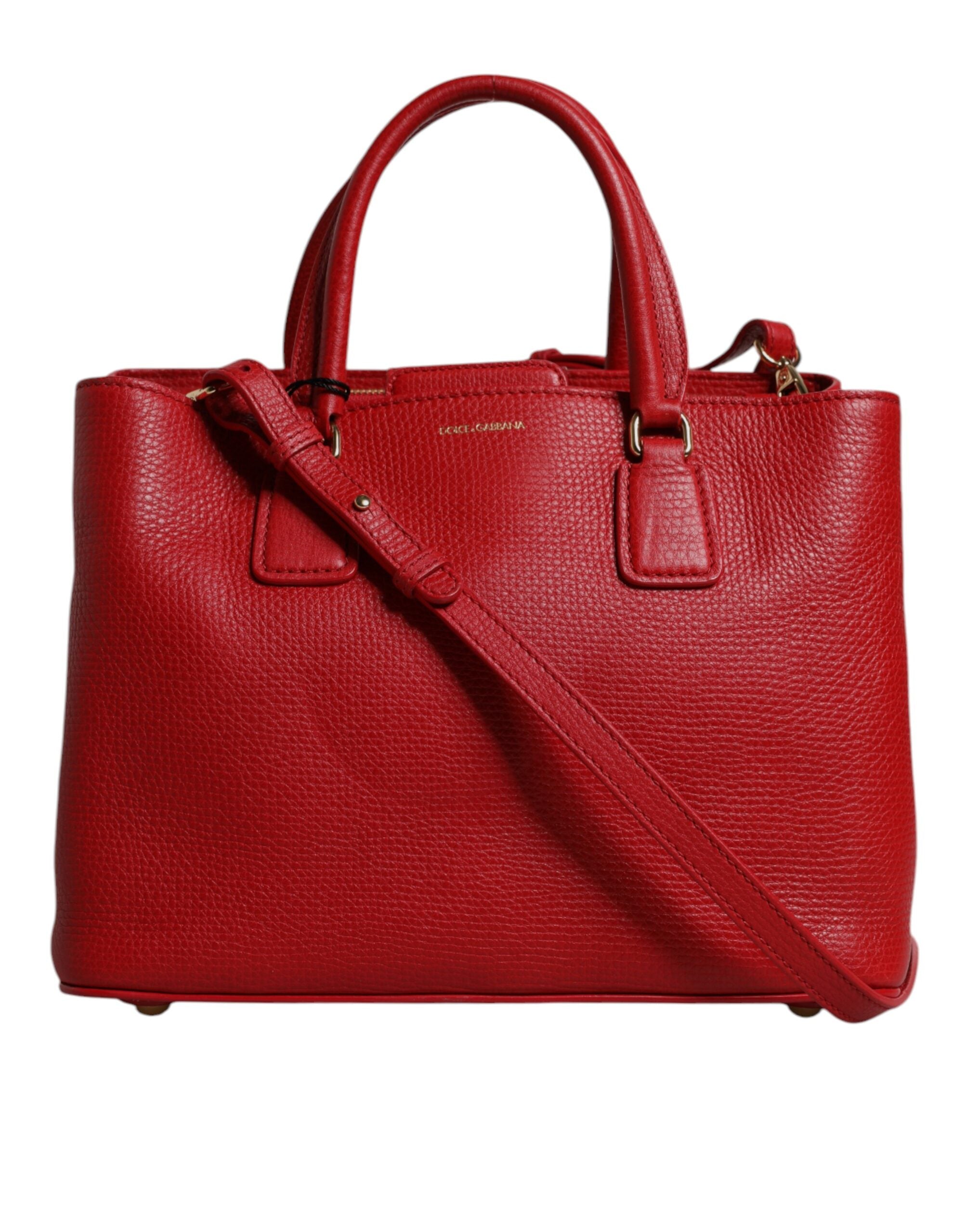 Dolce & Gabbana Red Leather Calfskin Shoulder Top Handle Bag