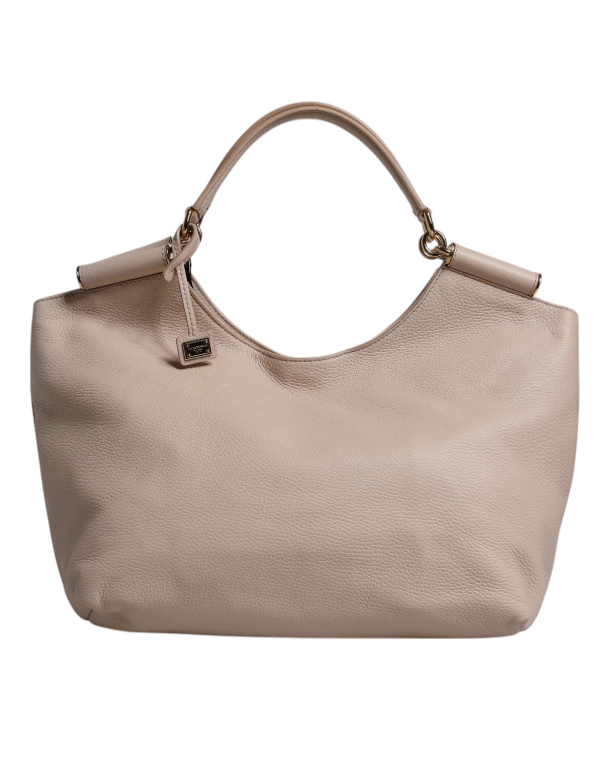 Dolce & Gabbana Light Pink Leather Deer Logo Plaque Tote Top Handle Bag