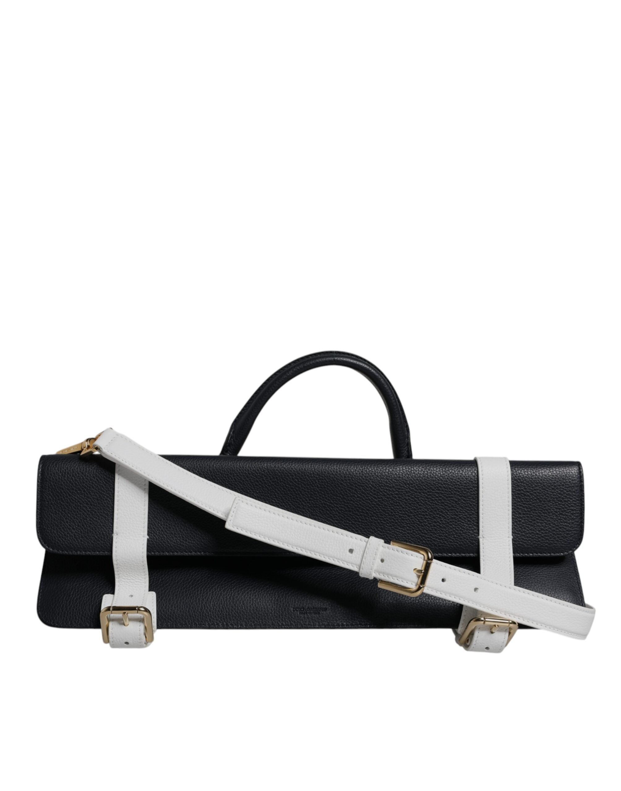 Dolce & Gabbana White Leather Blue Calfskin Crossbody Shoulder Bag