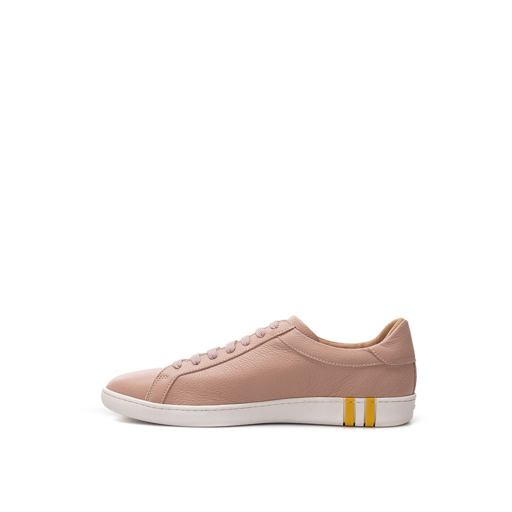 Bally Elegant Cotton Leather Pink Sneakers