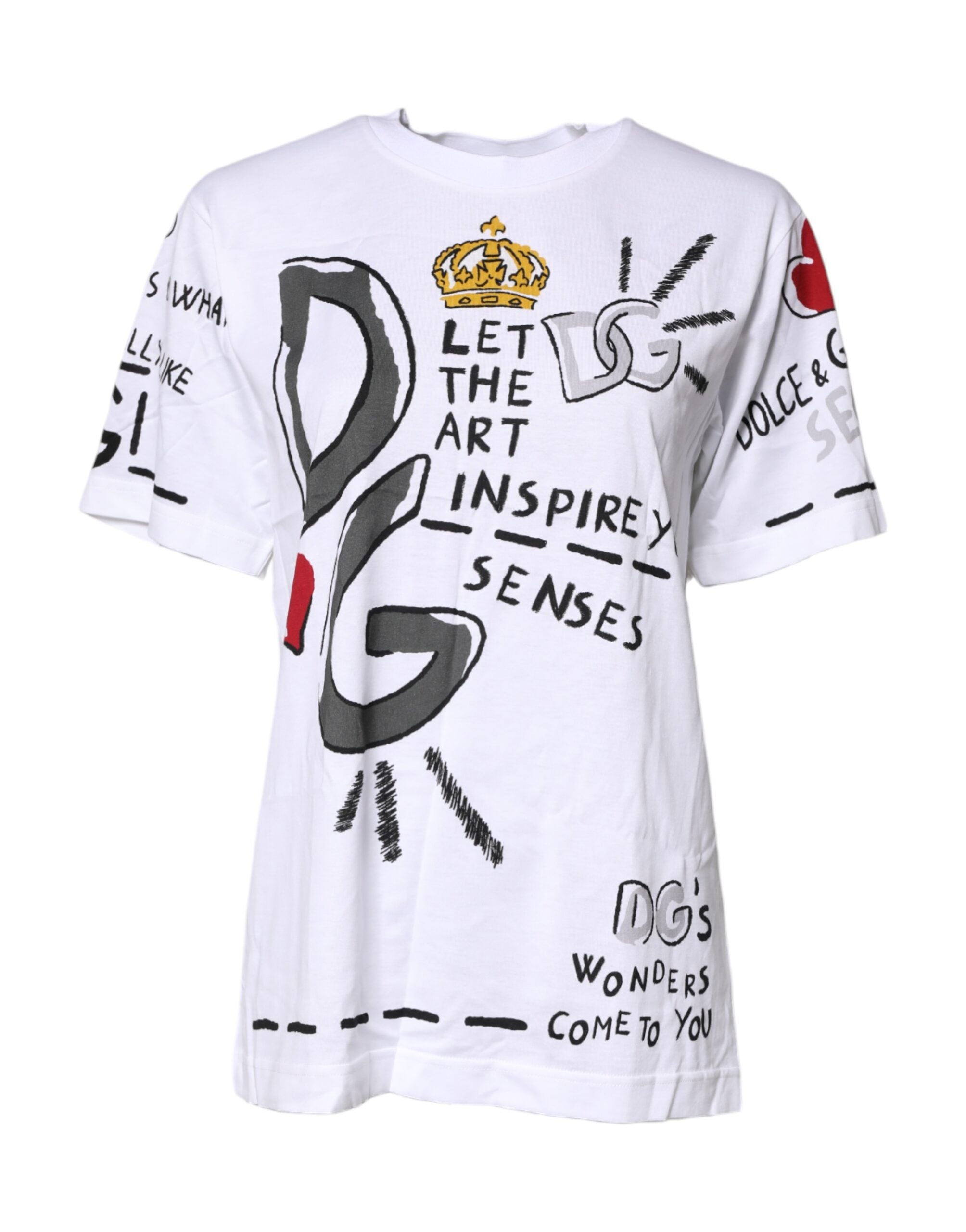 Dolce & Gabbana White Jersey Short Sleeved Printed T-Shirt