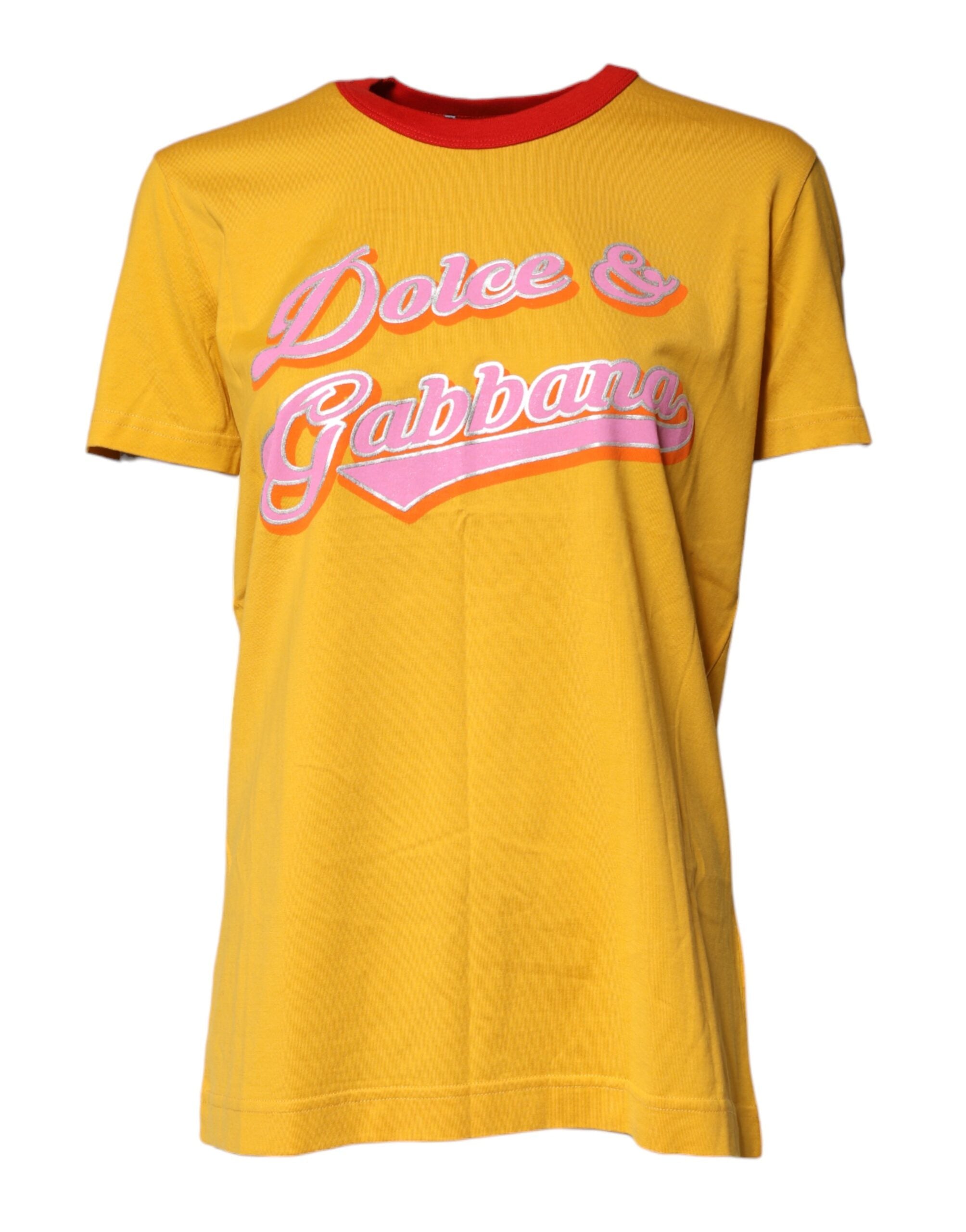Dolce & Gabbana Yellow Cotton Printed Short Sleeves T-Shirt
