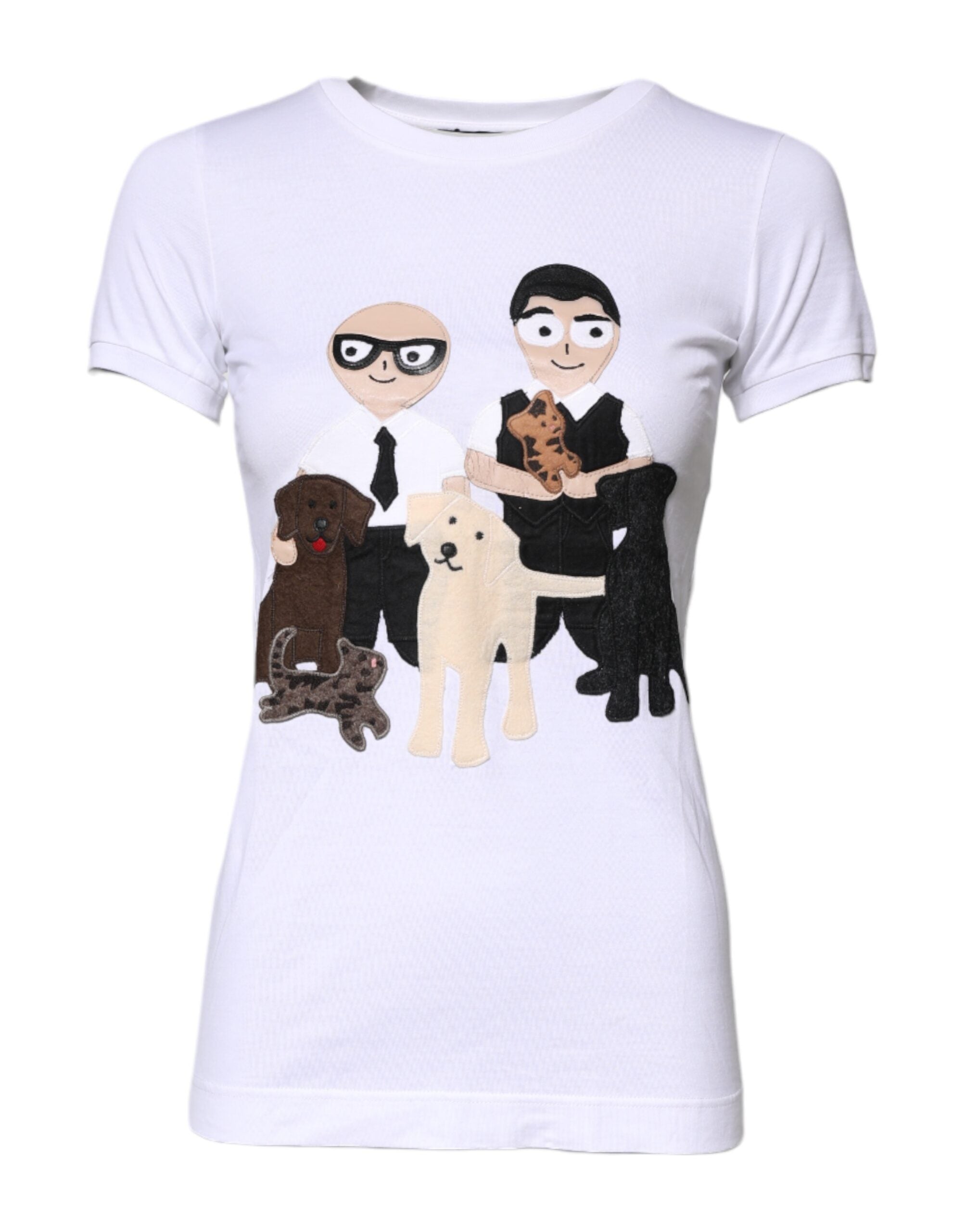 Dolce & Gabbana White Cotton Dgfamily Embroidery T-Shirt