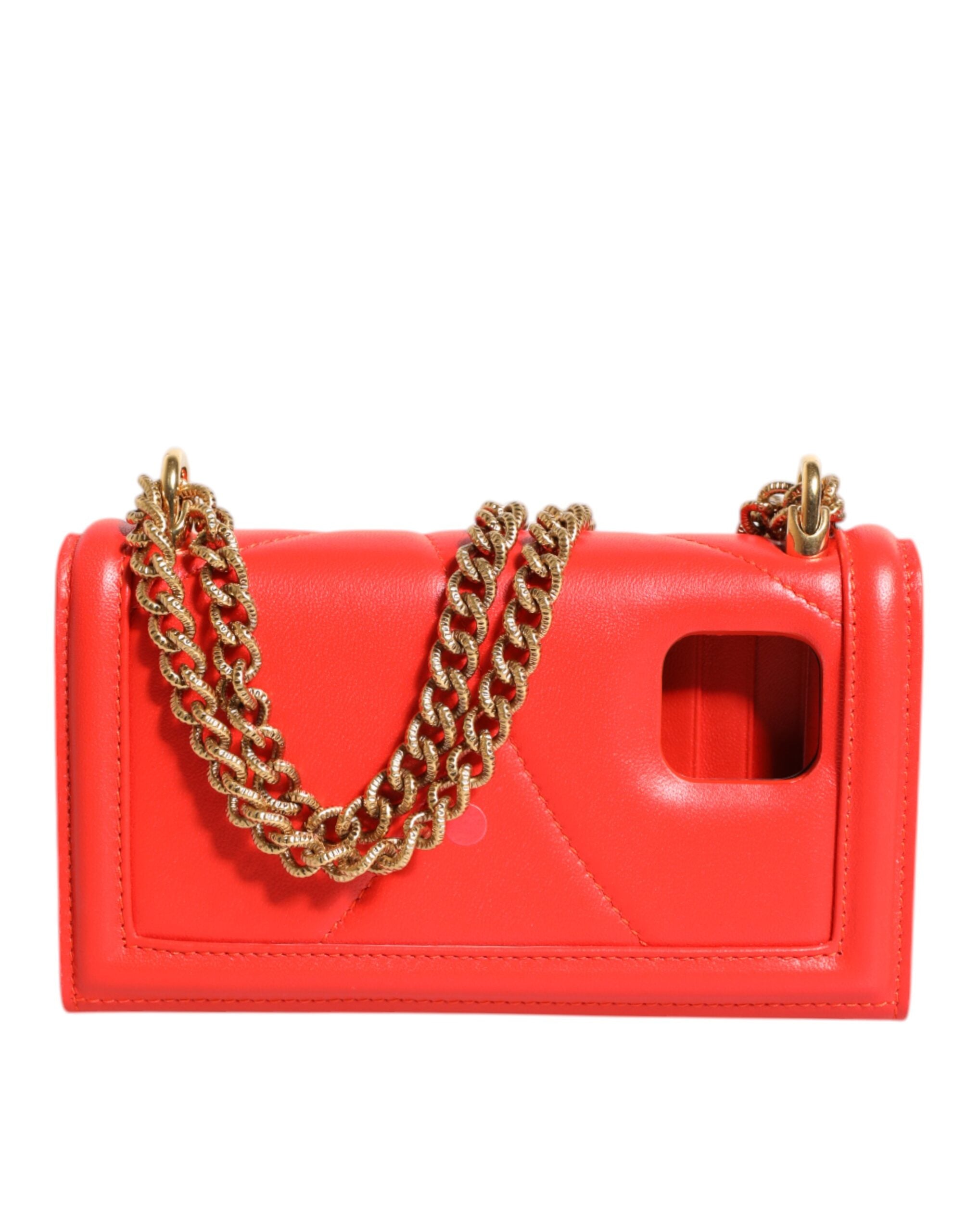 Dolce & Gabbana Red Leather Quilted Devotion Crossbody Phone Cover Bag