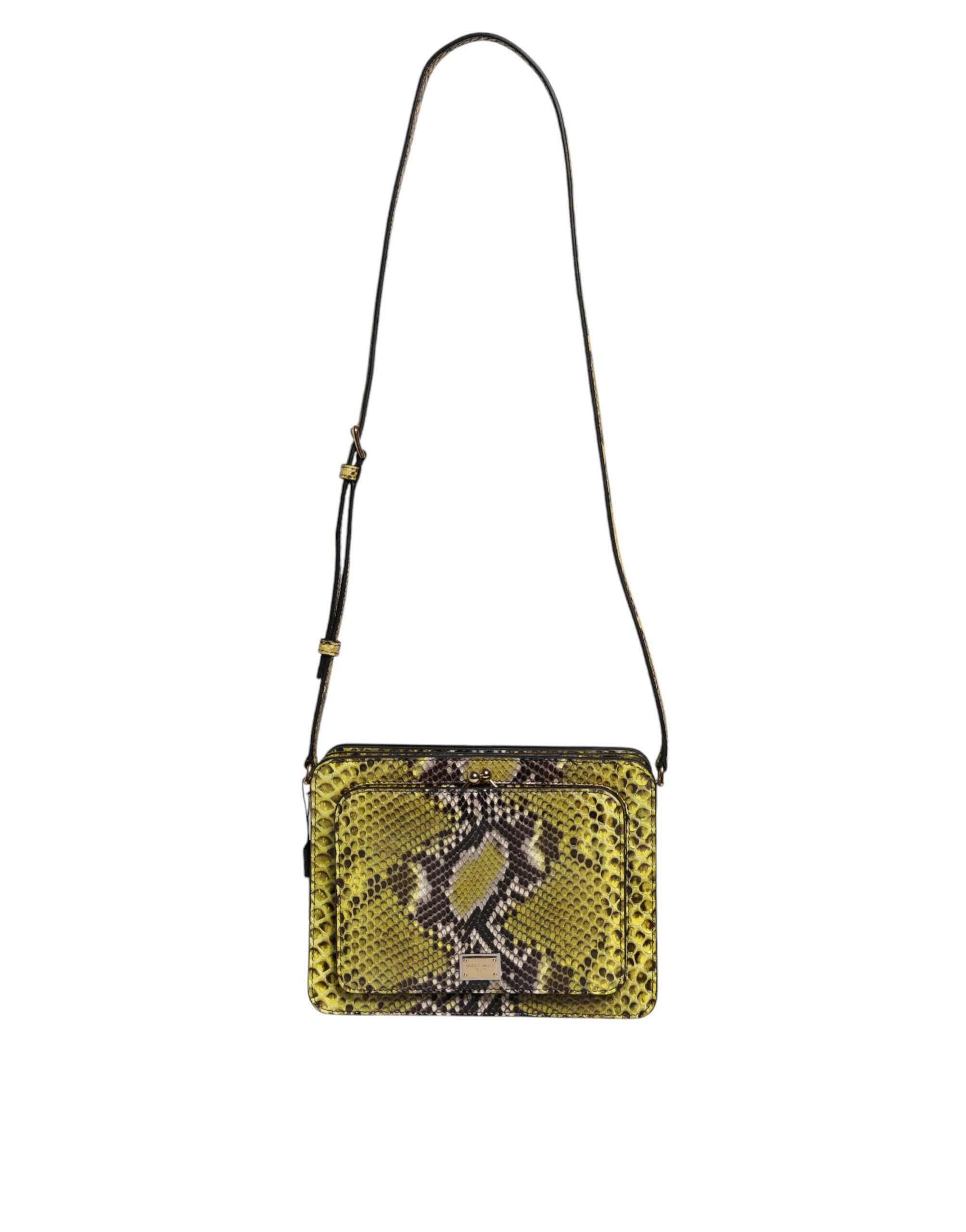 Dolce & Gabbana Green Leather Exotic Dg Plaque Crossbody Clutch Bag
