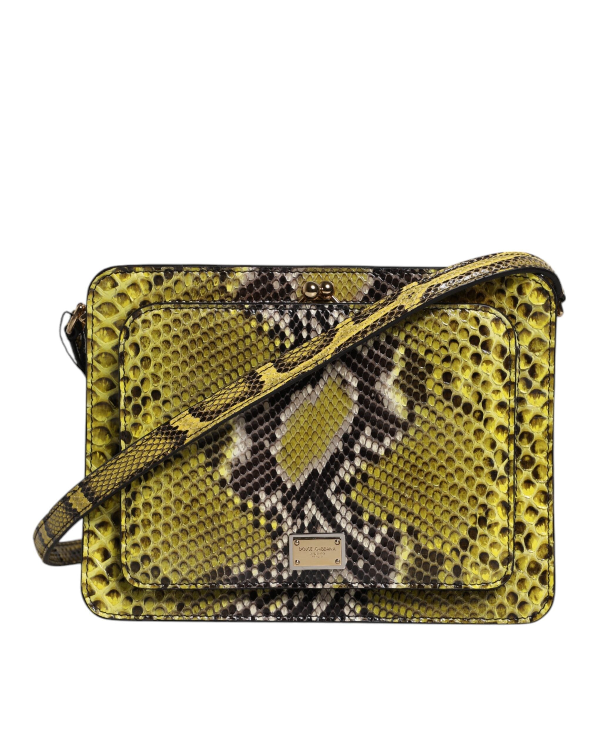 Dolce & Gabbana Green Leather Exotic Dg Plaque Crossbody Clutch Bag
