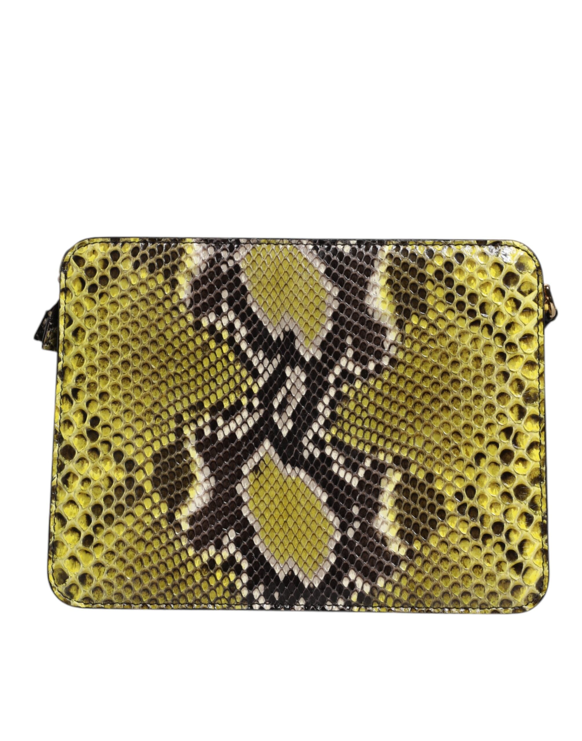 Dolce & Gabbana Green Leather Exotic Dg Plaque Crossbody Clutch Bag
