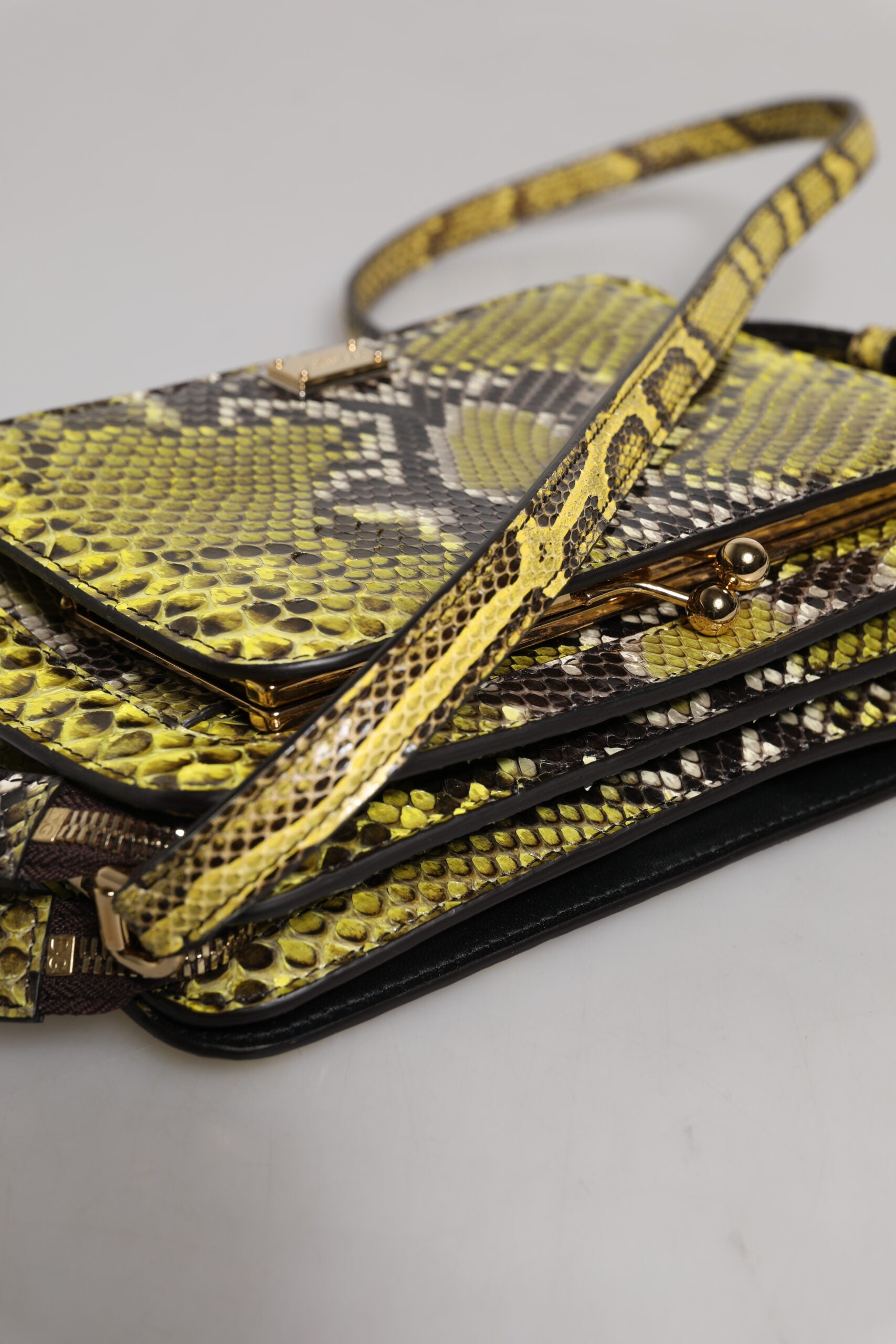 Dolce & Gabbana Green Leather Exotic Dg Plaque Crossbody Clutch Bag