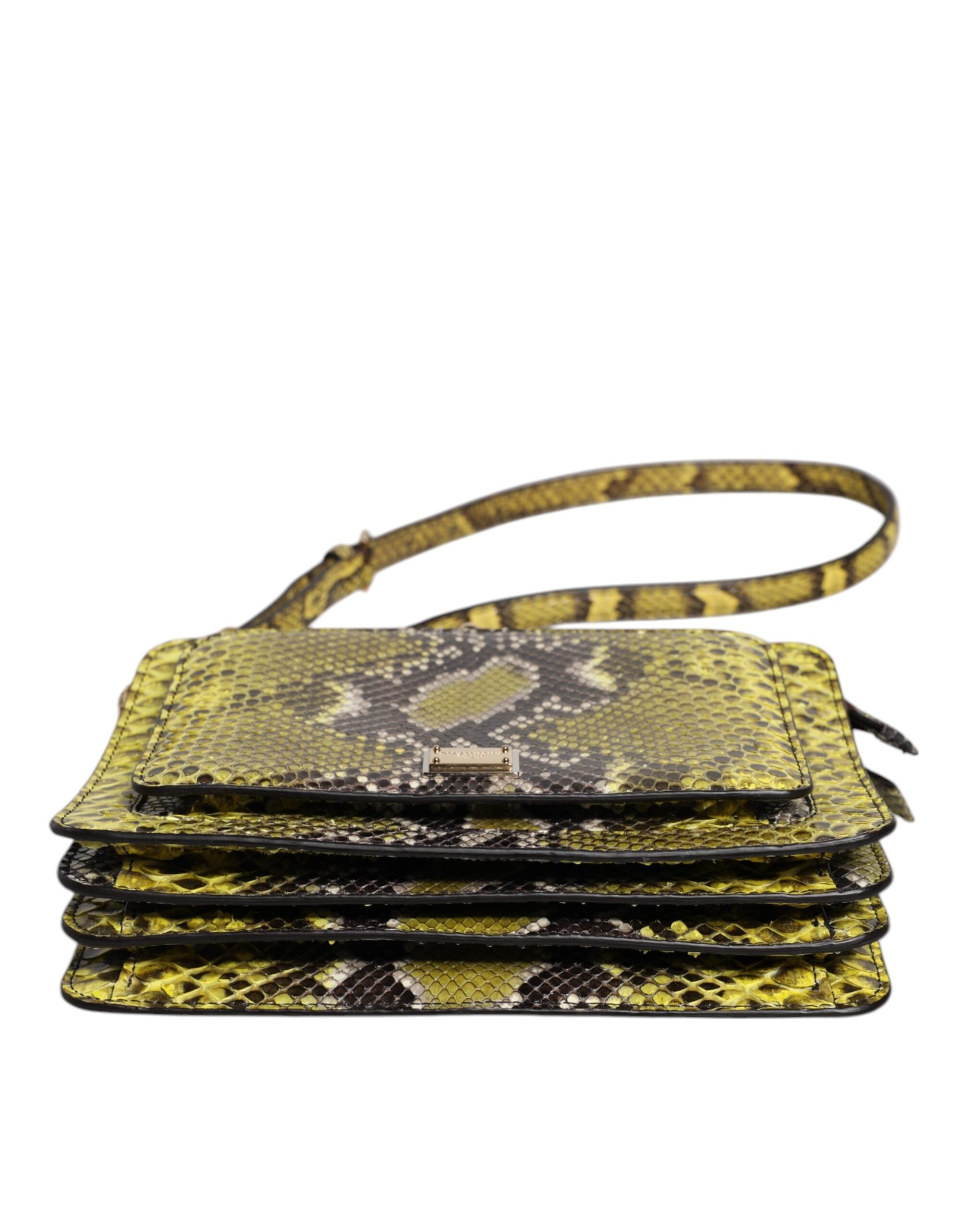 Dolce & Gabbana Green Leather Exotic Dg Plaque Crossbody Clutch Bag