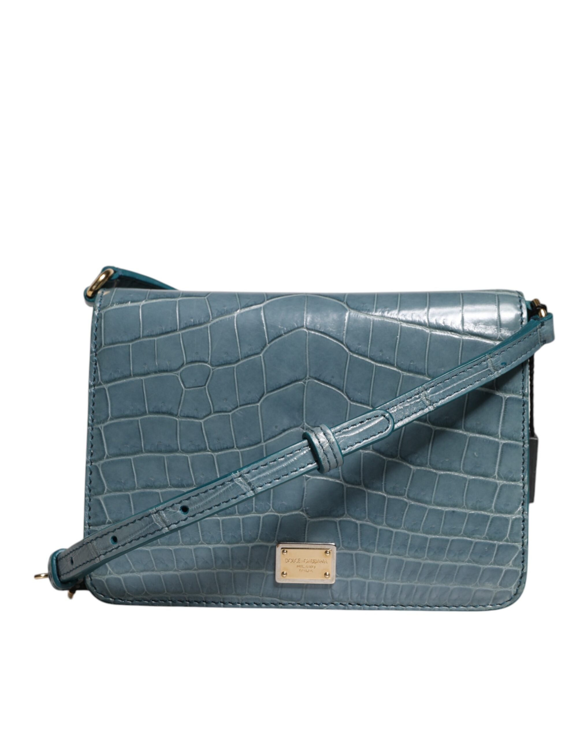 Dolce & Gabbana Green Leather Exotic Dg Plaque Crossbody Mini Bag