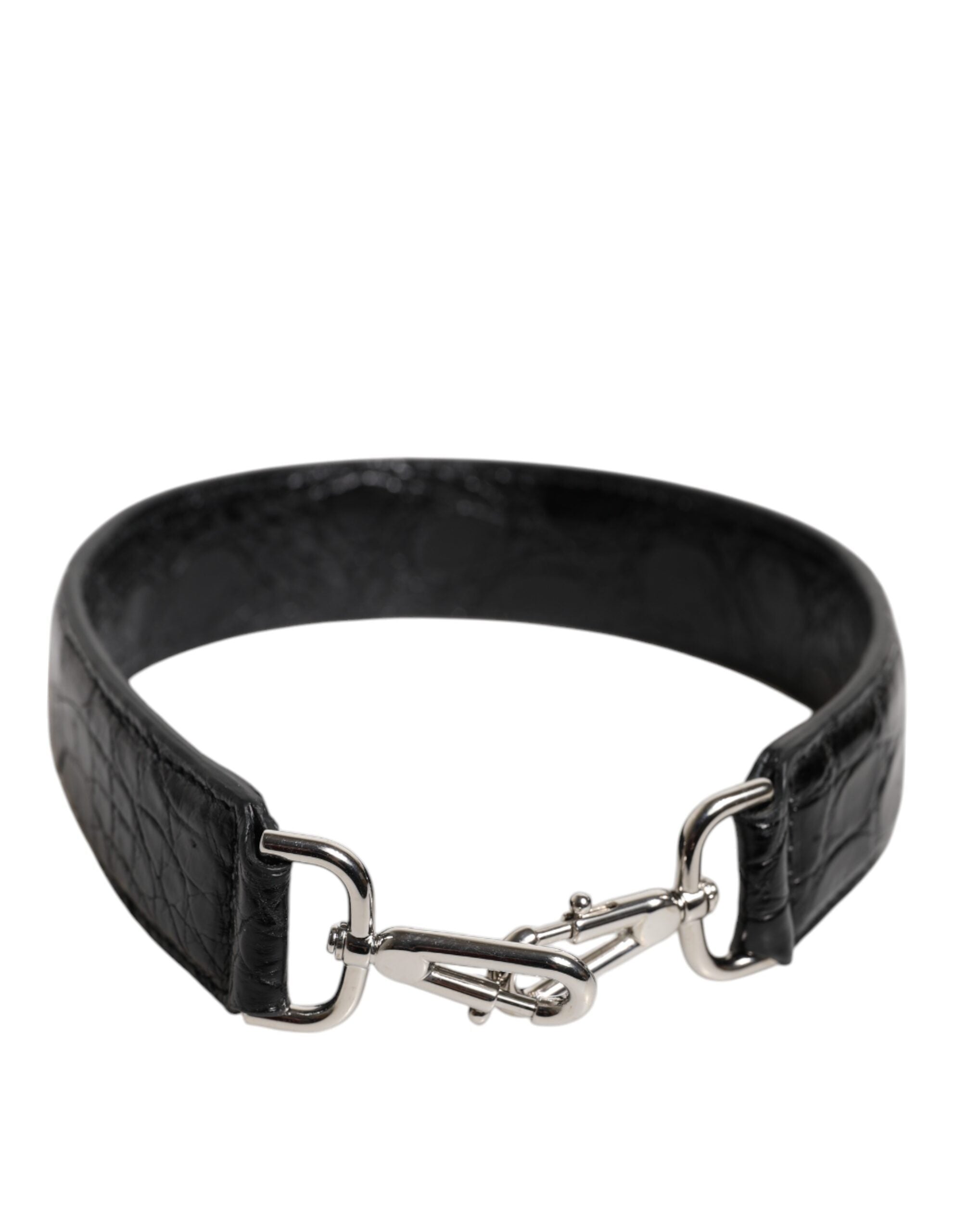 Dolce & Gabbana Black Leather Alligator Bag Shoulder Strap