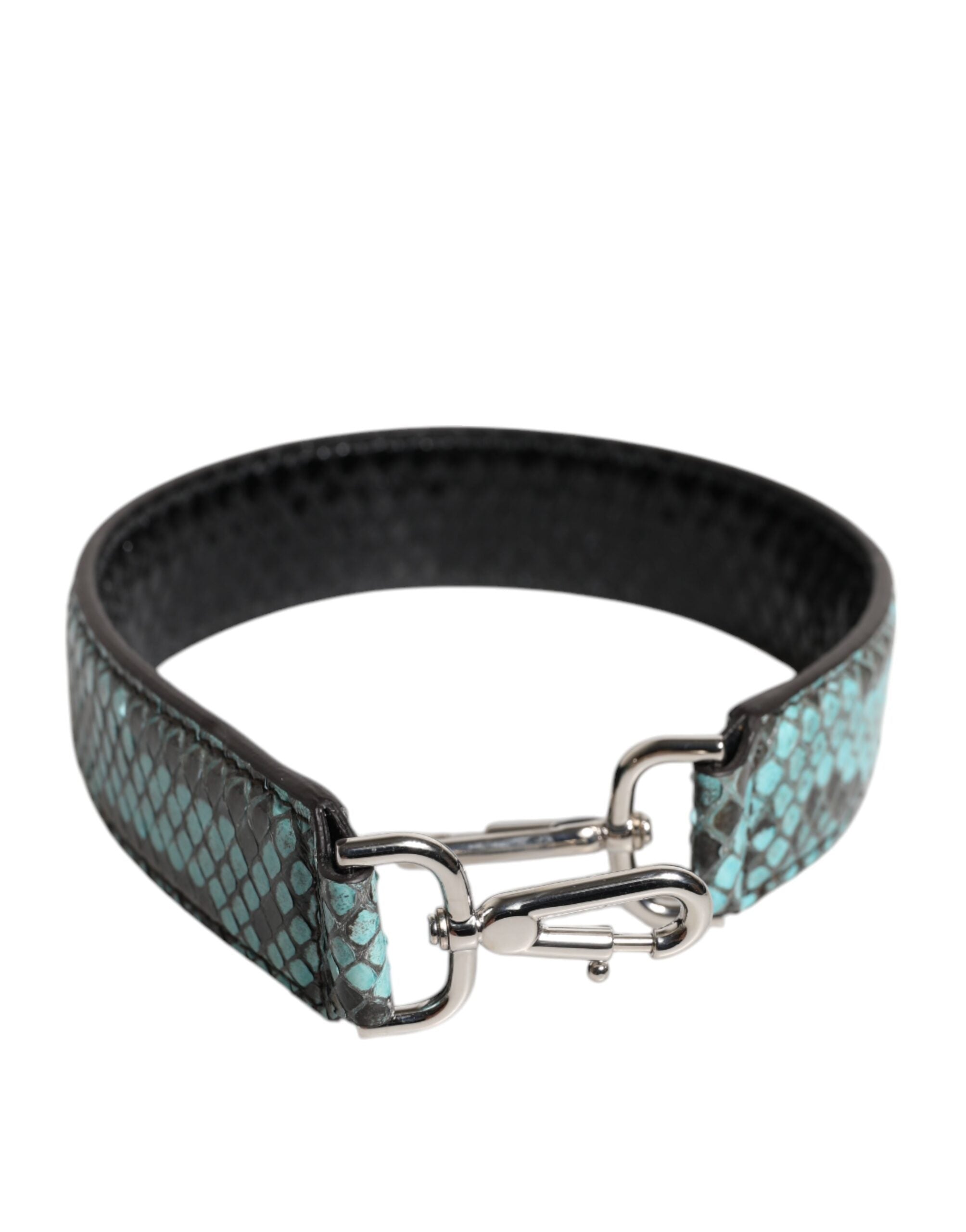 Dolce & Gabbana Black Leather Blue Exotic Bag Shoulder Strap
