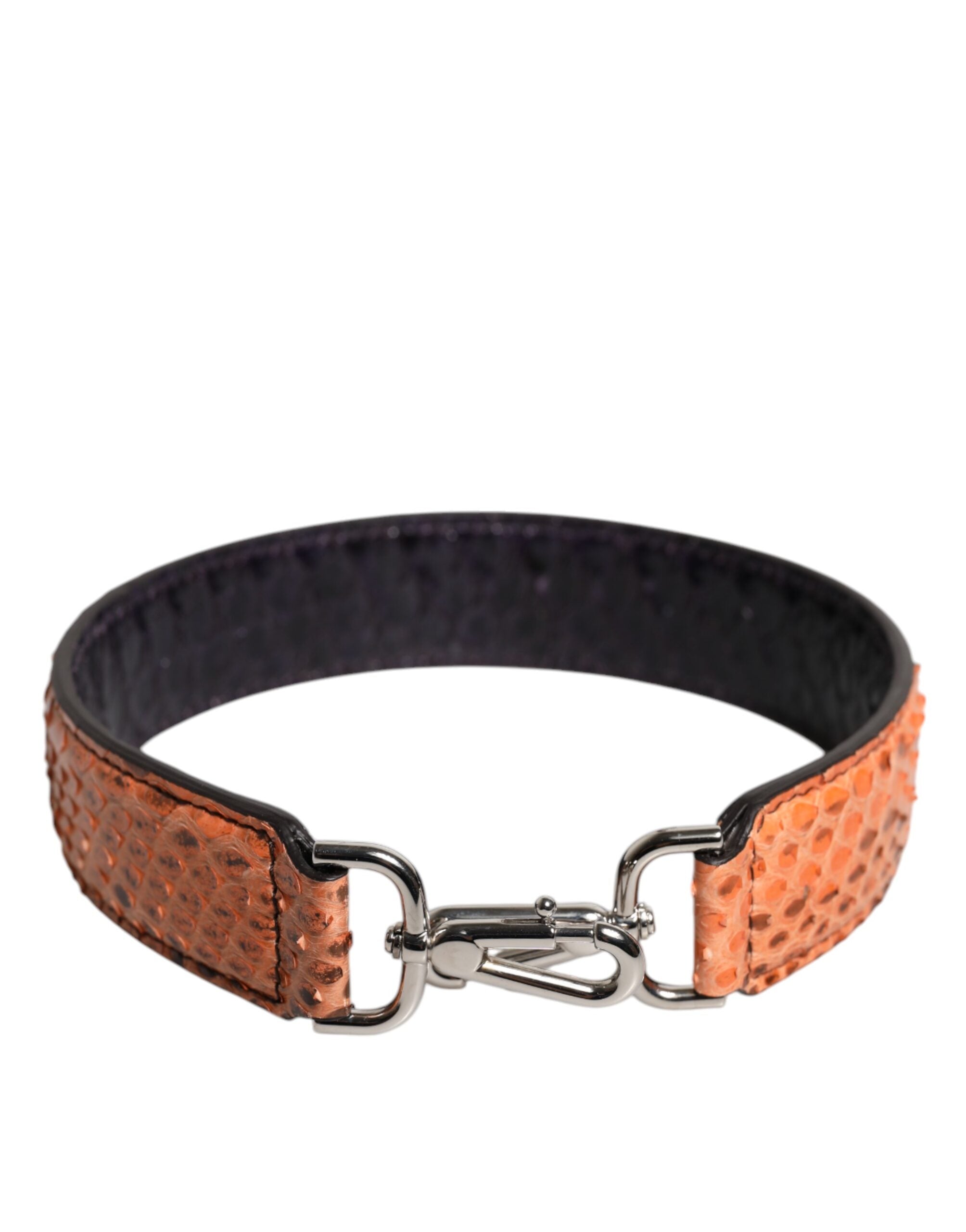 Dolce & Gabbana Black Leather Beige Exotic Bag Shoulder Strap