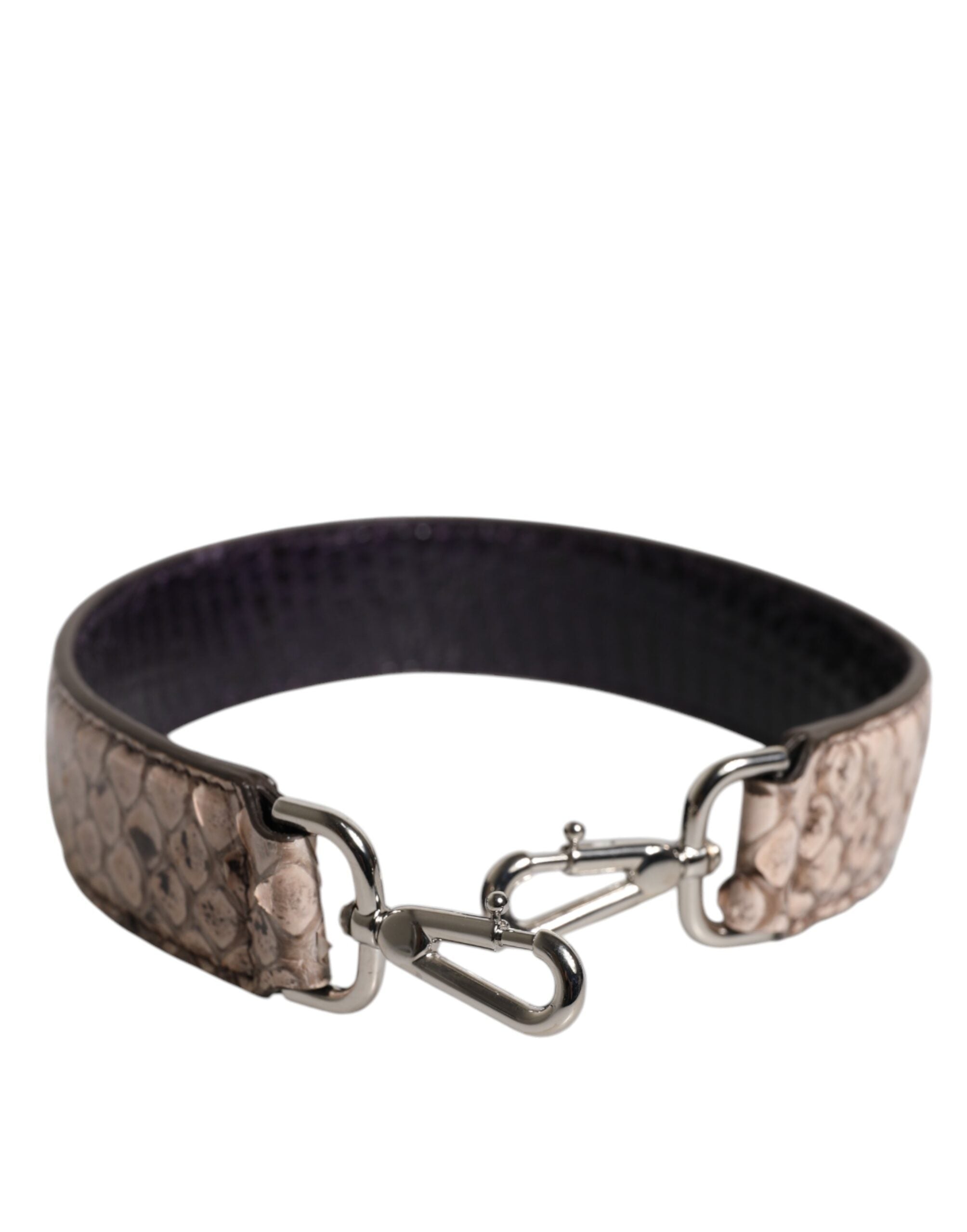Dolce & Gabbana Black Leather Cream Exotic Bag Shoulder Strap