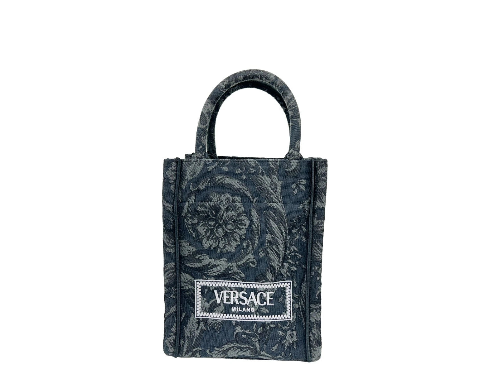 Versace Black Athena Barocco Mini Top Handle Tote Crossbody Bag