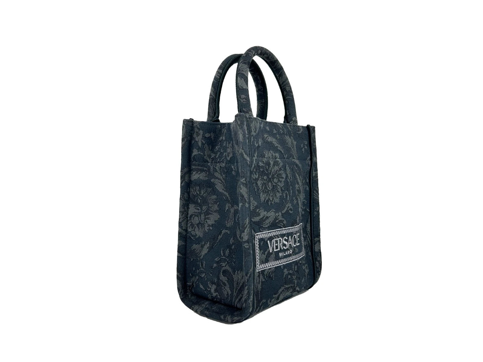 Versace Black Athena Barocco Mini Top Handle Tote Crossbody Bag