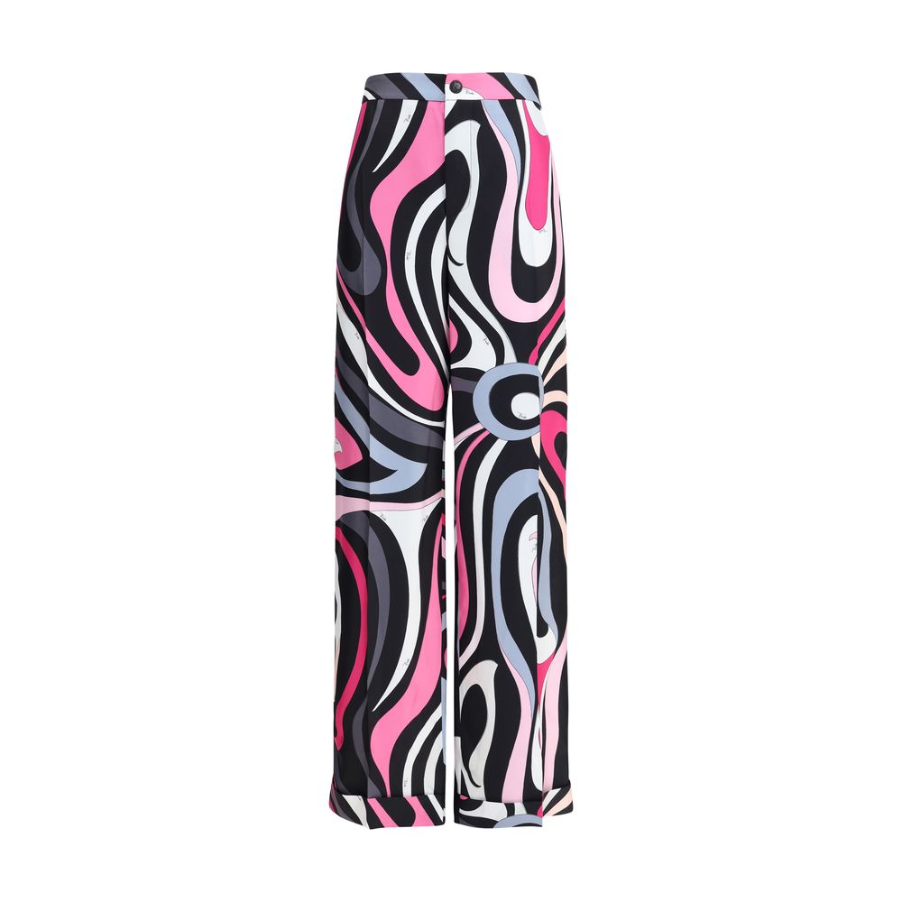 Emilio Pucci Silk Marble Print Pant