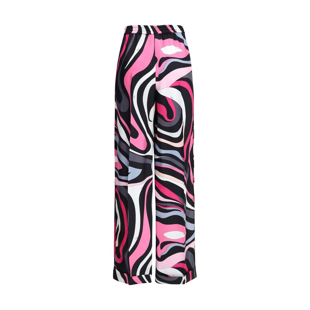 Emilio Pucci Silk Marble Print Pant