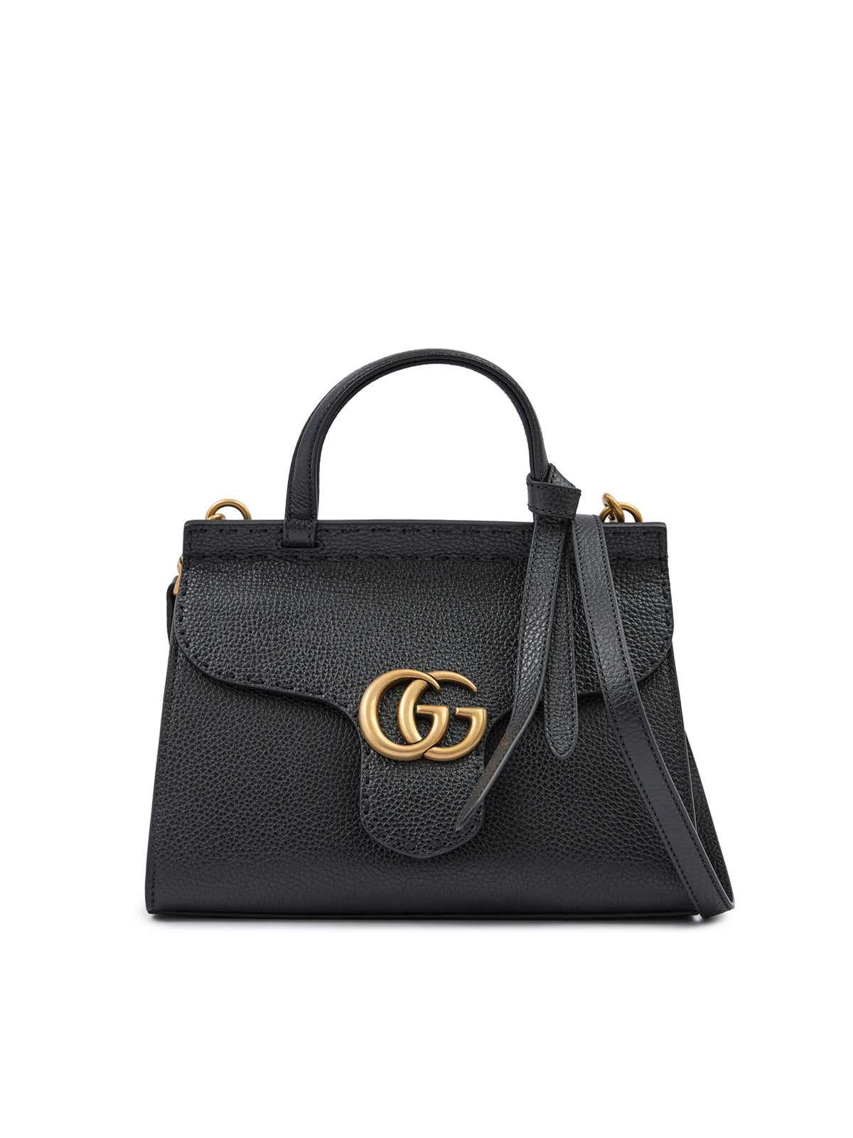 Gucci Black Leather Gg Marmont Handbag