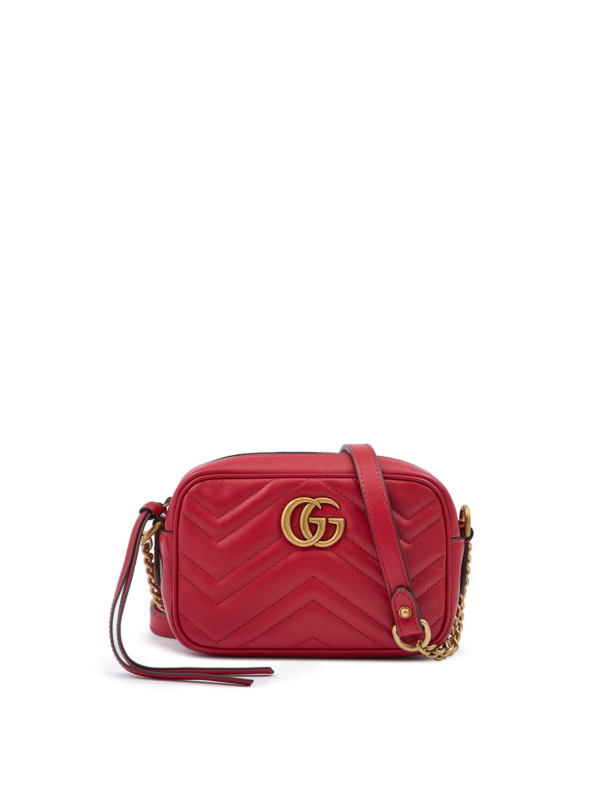 Gucci Red Leather Gg Marmont Camera Bag