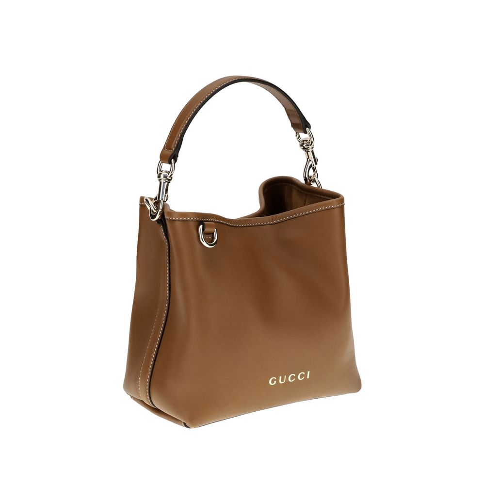 Gucci Leather Gg Emblem Bucket Bag