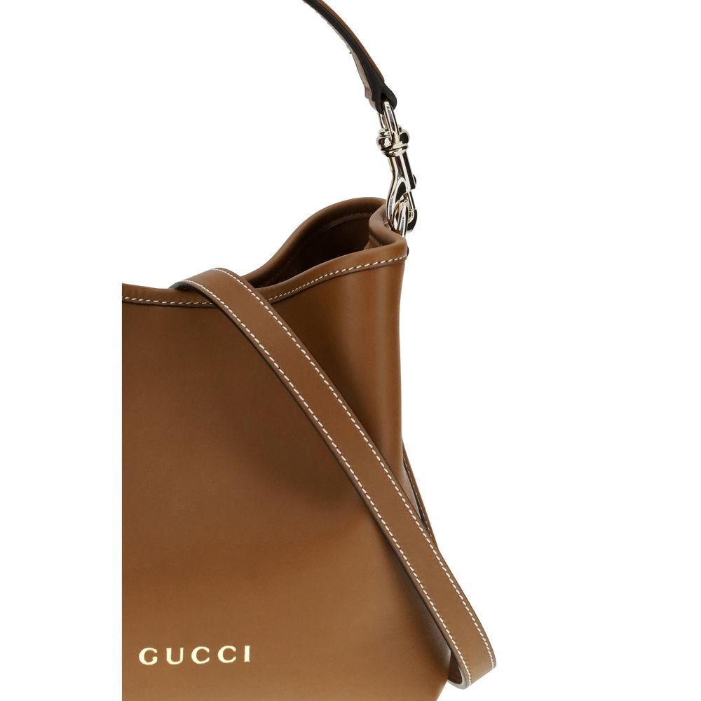 Gucci Leather Gg Emblem Bucket Bag