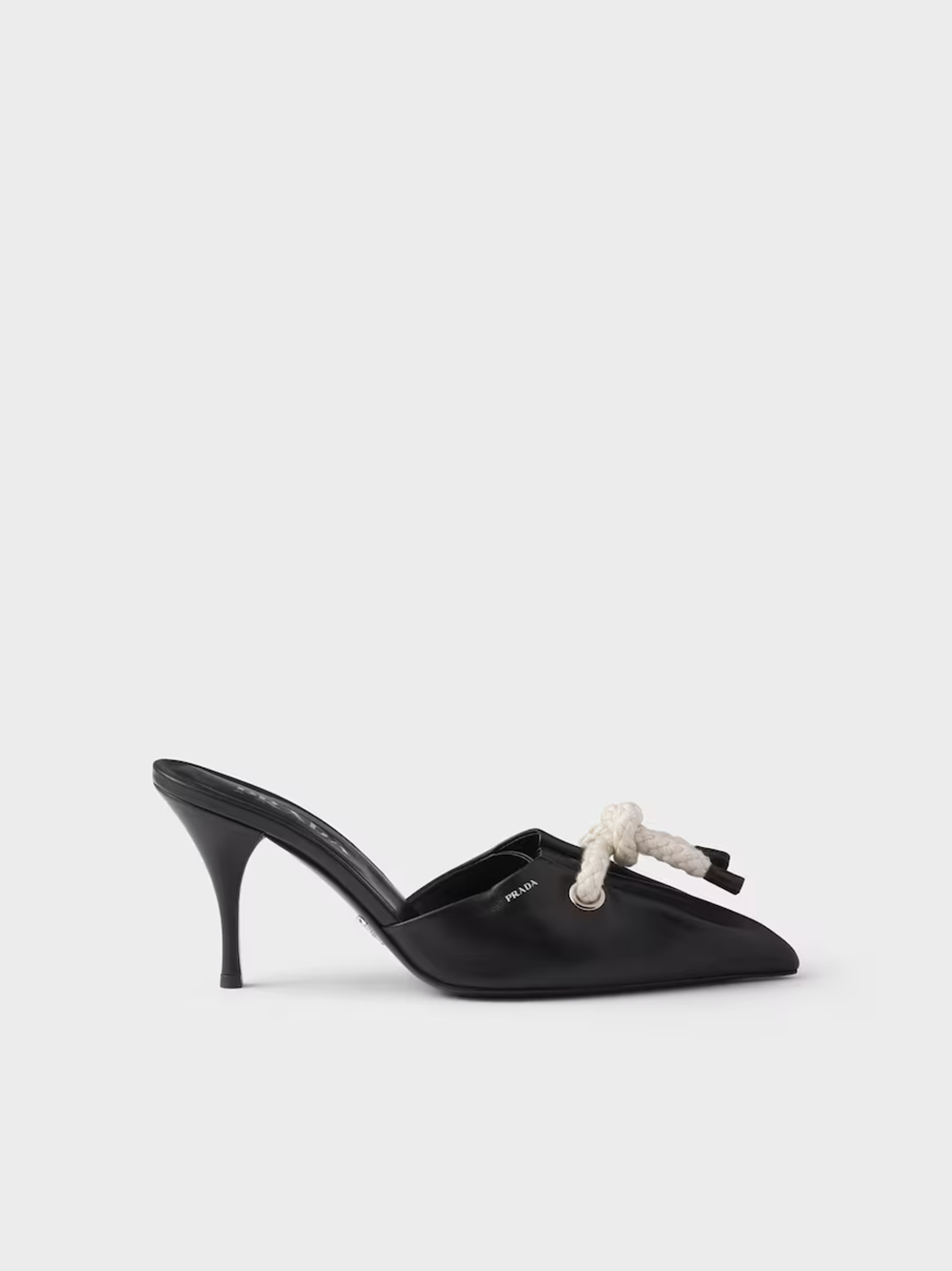 Prada Black Leather Nappa Rope Detail Sandals