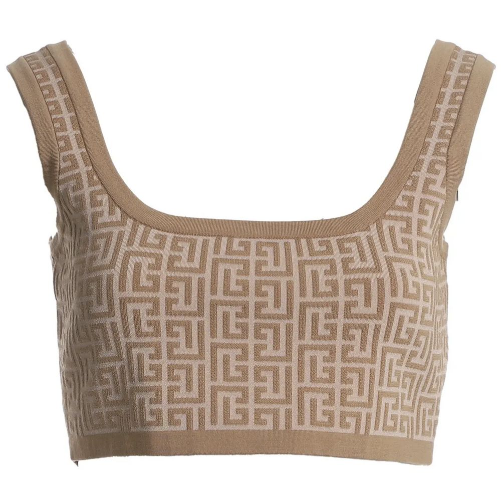 Balmain Beige Wool Top & T-Shirt