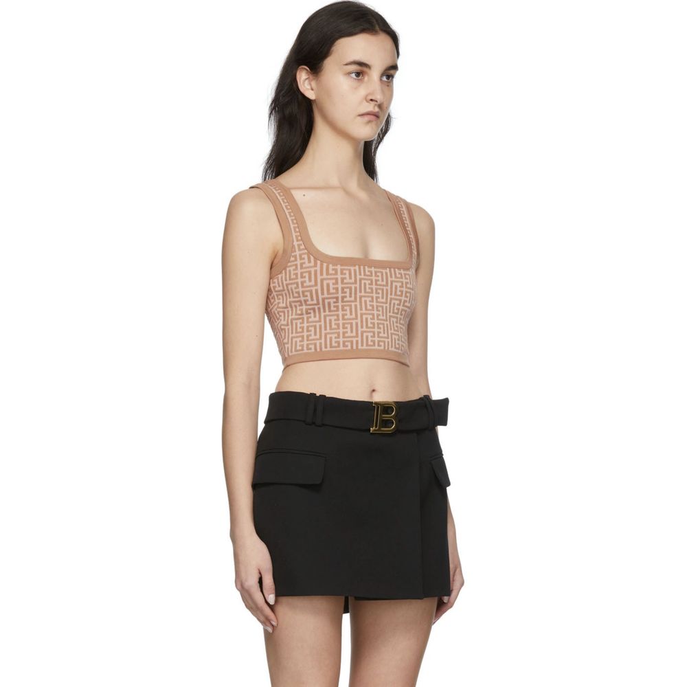Balmain Beige Wool Top & T-Shirt