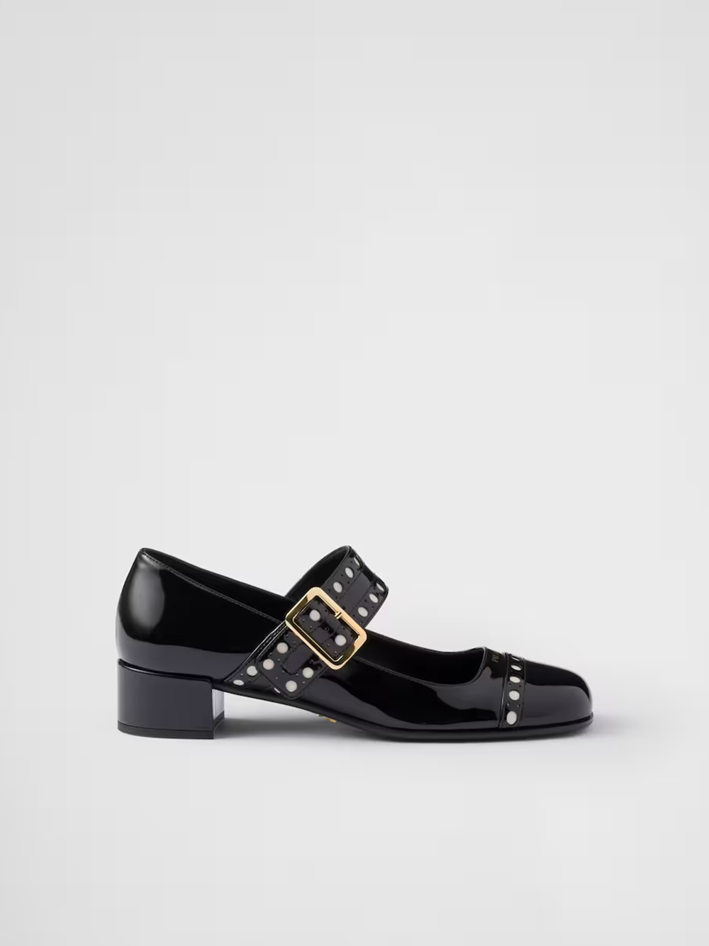 Prada Black Leather Patent Mary Jane Pumps