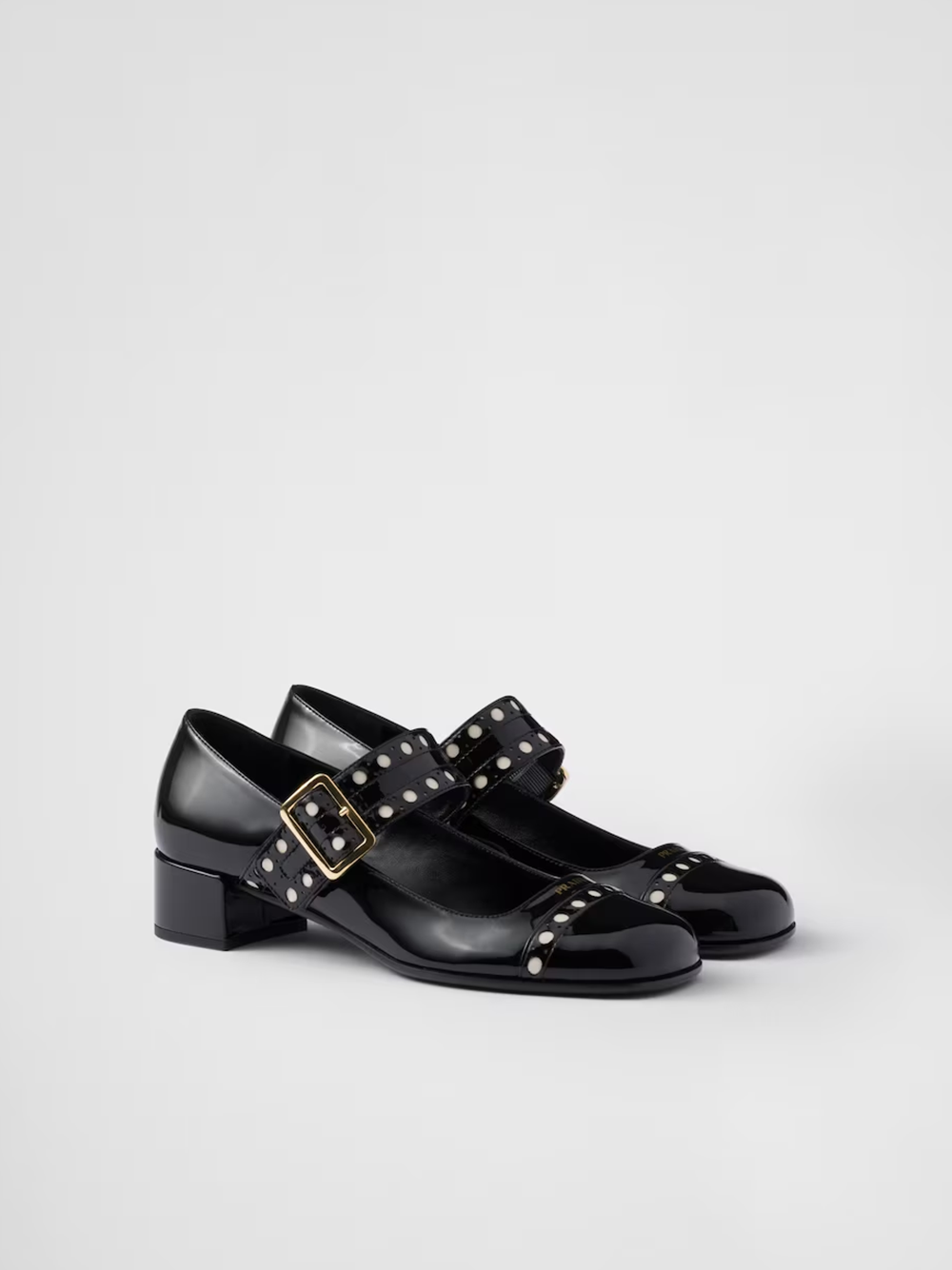 Prada Black Leather Patent Mary Jane Pumps